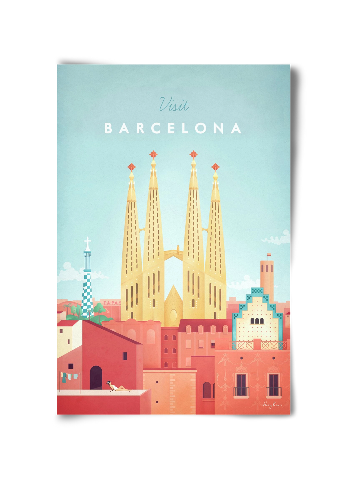 Barcelona Travel Poster, 30x45 cm, Keret nélkül
