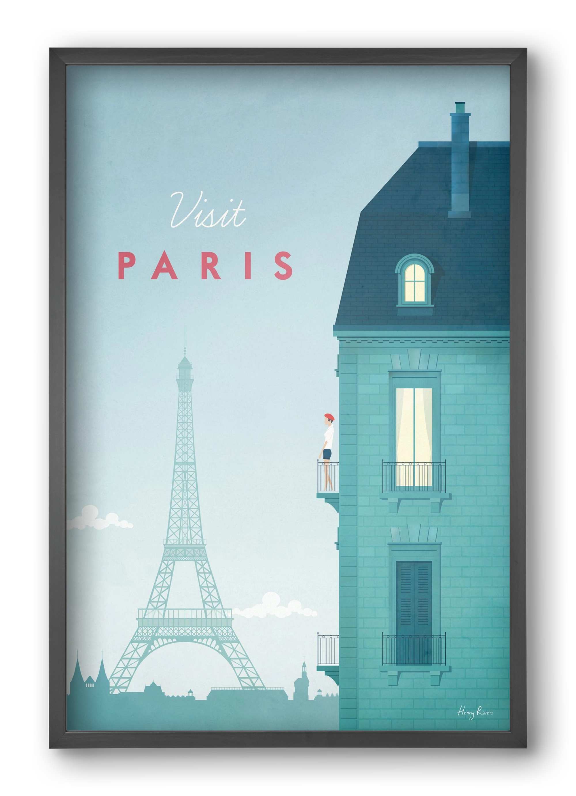 Paris Travel Poster, 40x60 cm (40x60 cm), Fekete keret