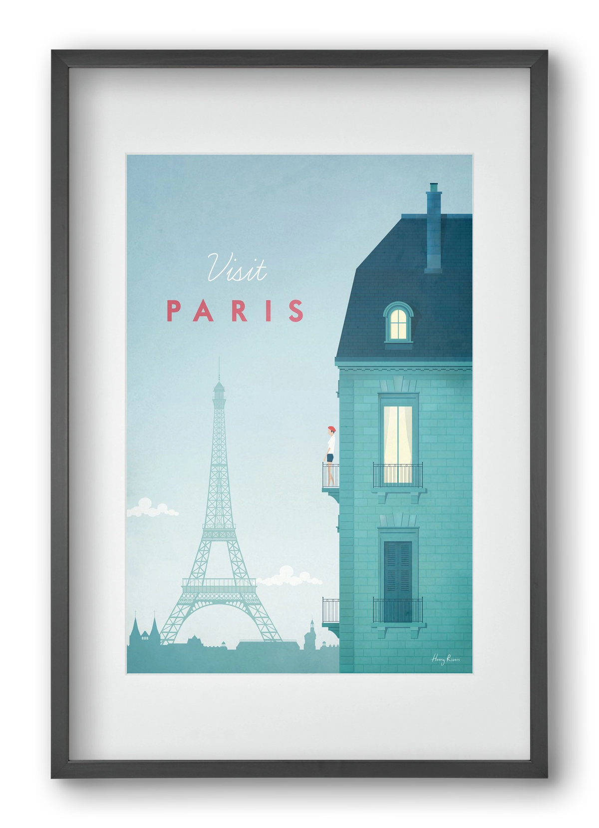 Paris Travel Poster, 40x60 cm (30x45 cm), Fekete keret, paszpartuval