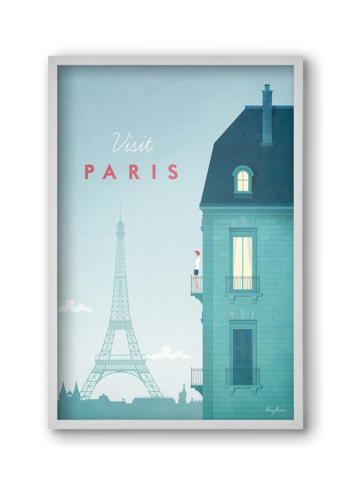 Paris Travel Poster, 30x45 cm (30x45 cm), Fehér keret