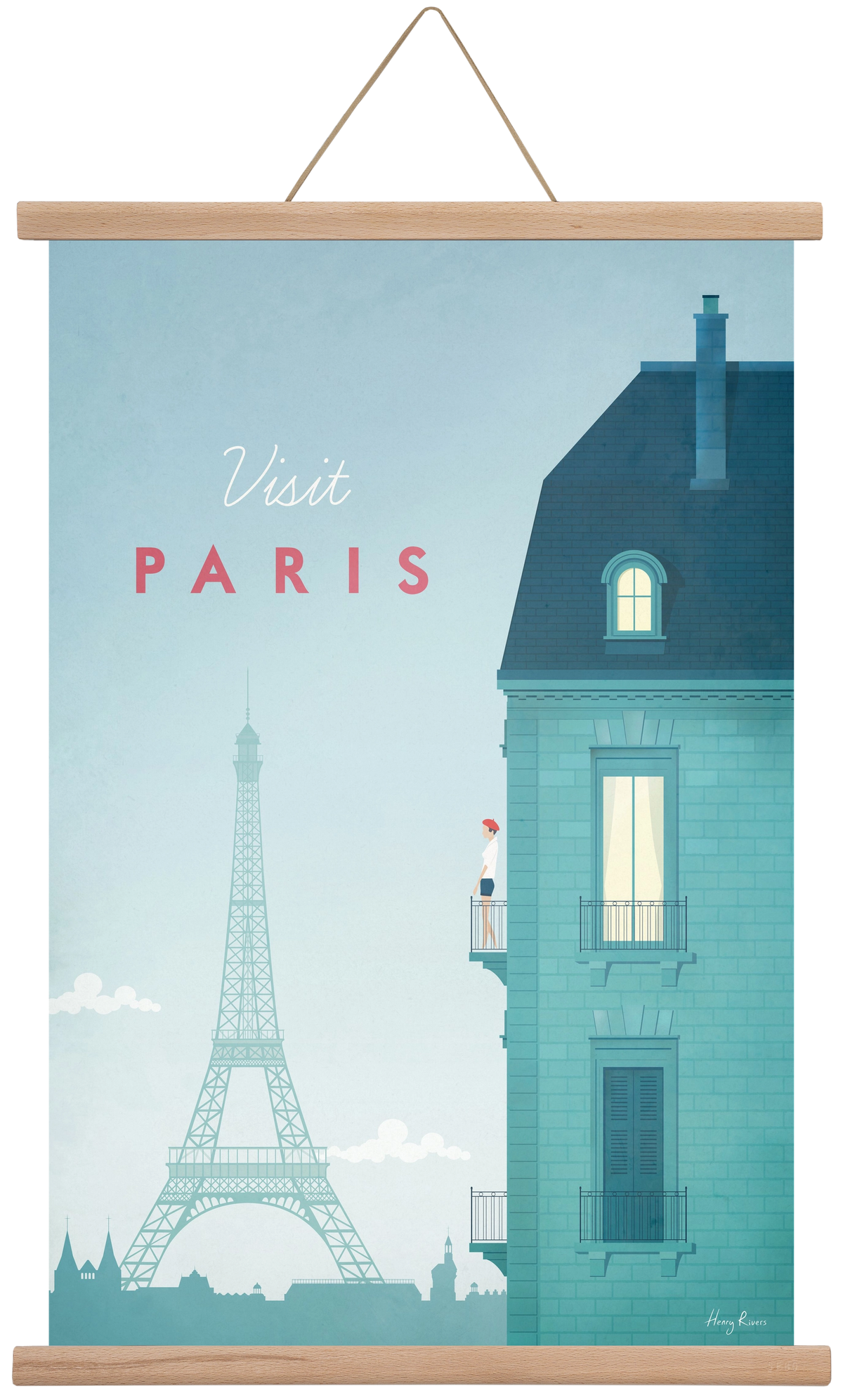 Paris Travel Poster, 40x60 cm (40x60 cm), Tölgy akasztó