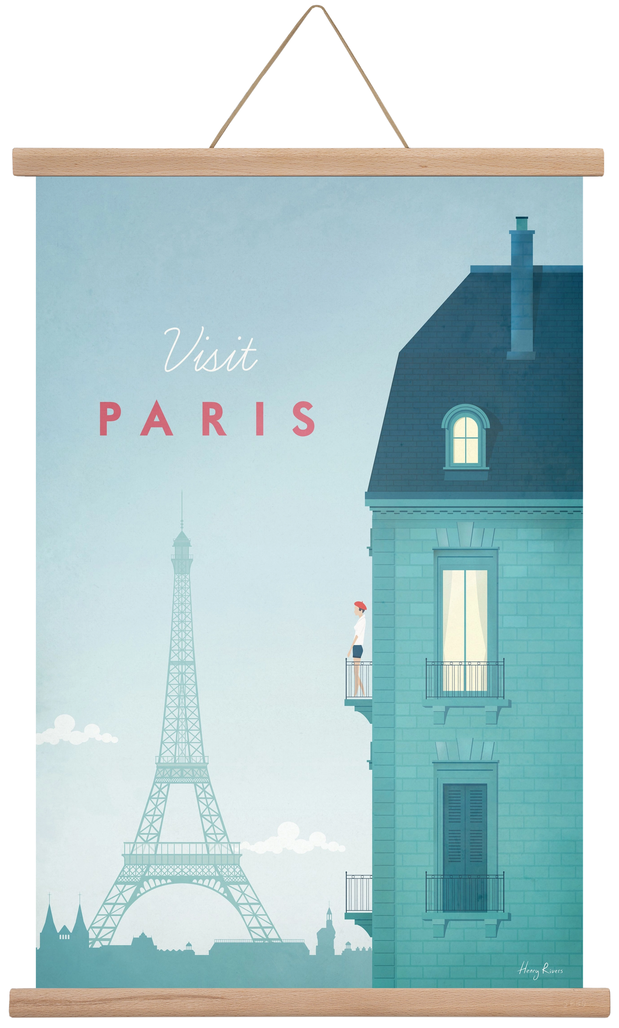 Paris Travel Poster, 40x60 cm (40x60 cm), Tölgy akasztó