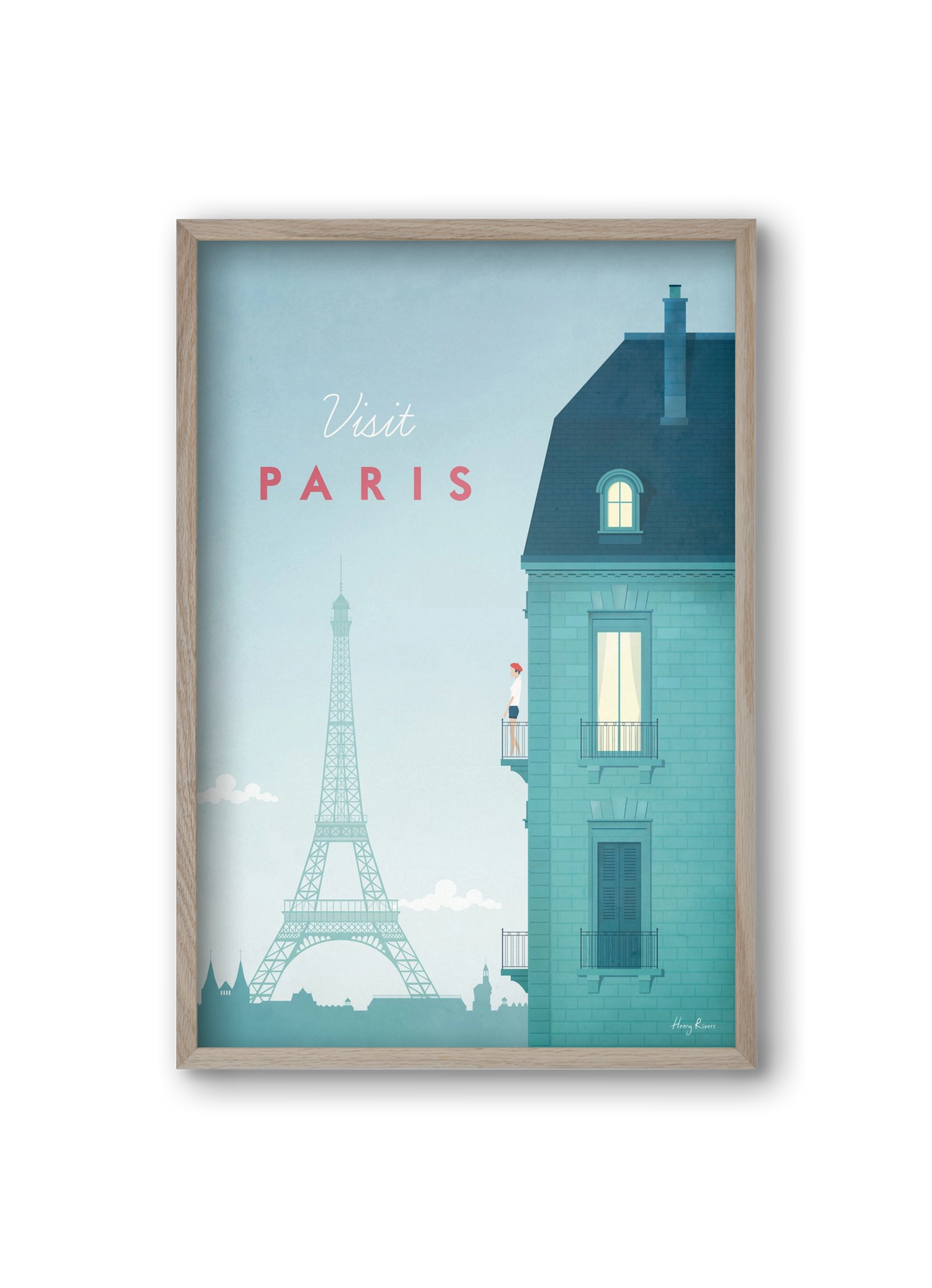 Paris Travel Poster, 20x30 cm (20x30 cm), Tölgy keret