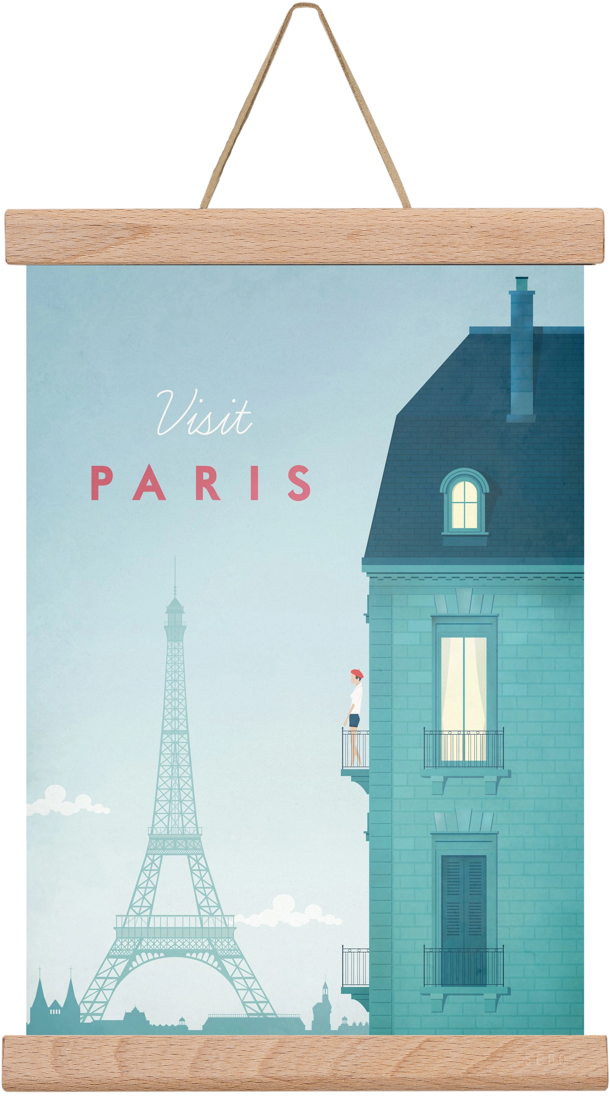 Paris Travel Poster, 20x30 cm (20x30 cm), Tölgy akasztó