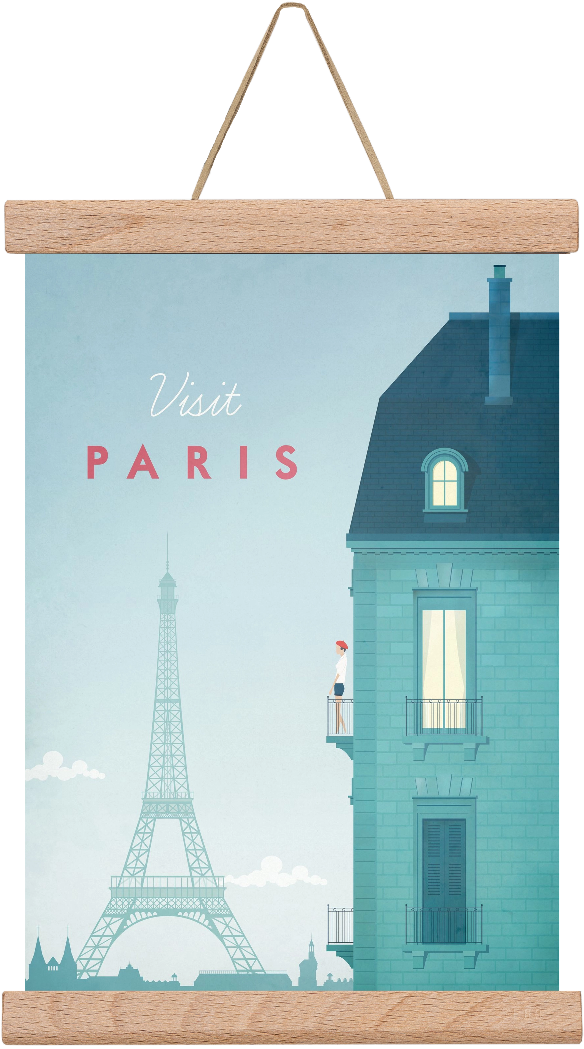 Paris Travel Poster, 20x30 cm (20x30 cm), Tölgy akasztó