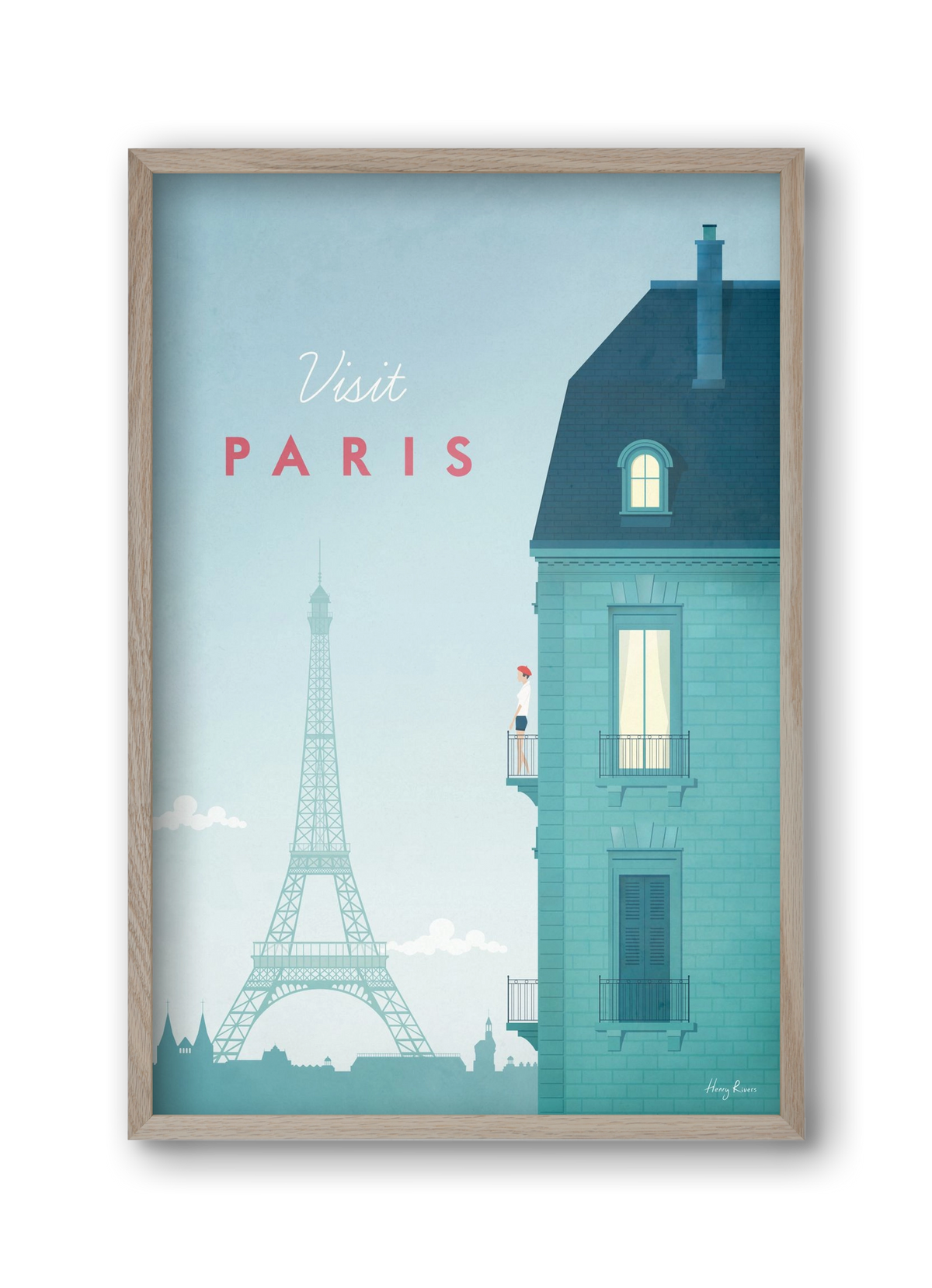 Paris Travel Poster, 30x45 cm (30x45 cm), Tölgy keret