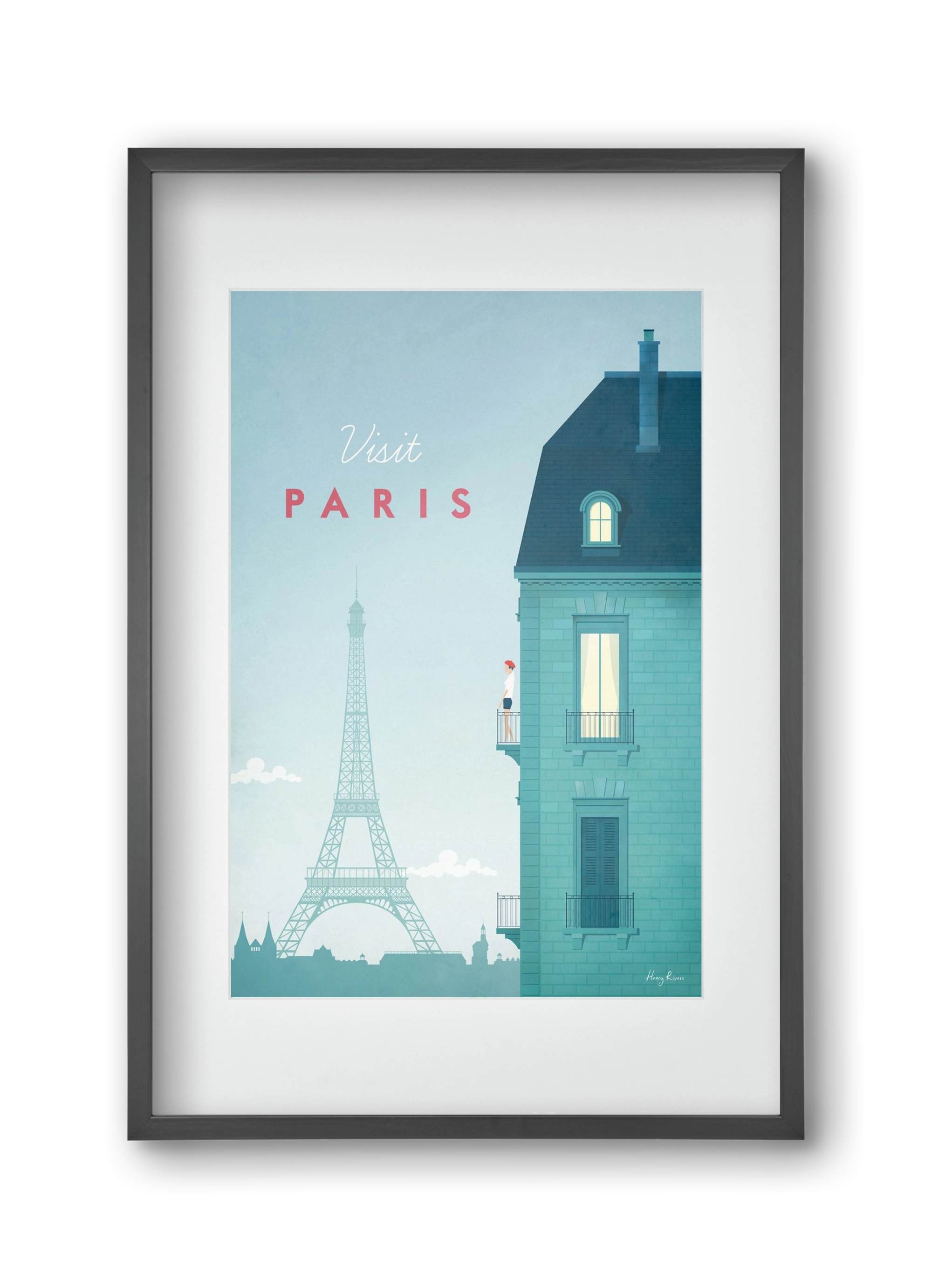 Paris Travel Poster, 30x45 cm (20x30 cm), Fekete keret, paszpartuval