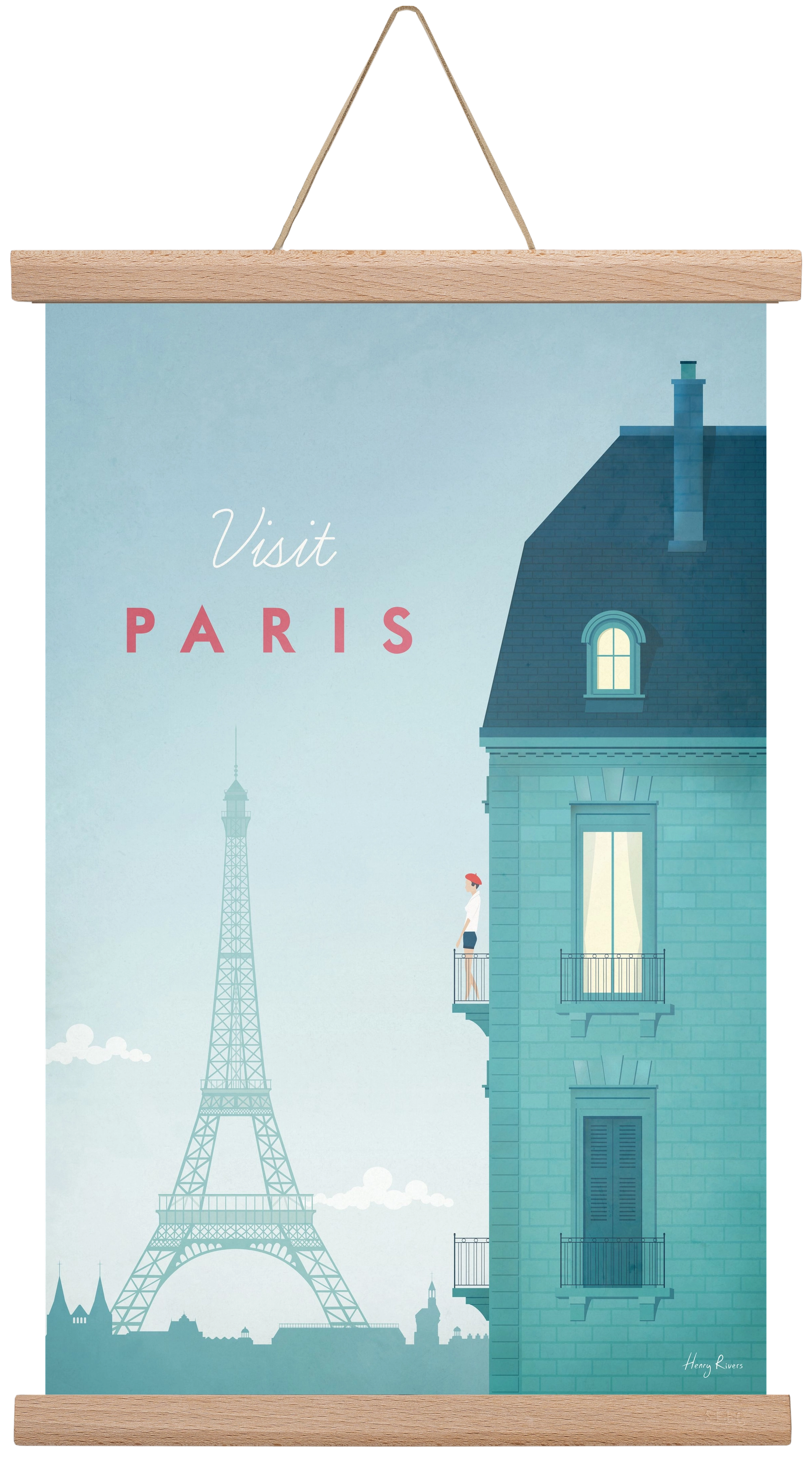 Paris Travel Poster, 30x45 cm (30x45 cm), Tölgy akasztó