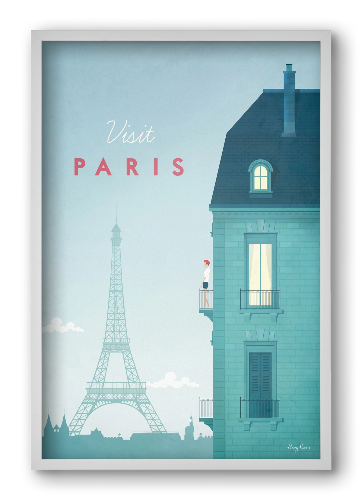 Paris Travel Poster, 40x60 cm (40x60 cm), Fehér keret