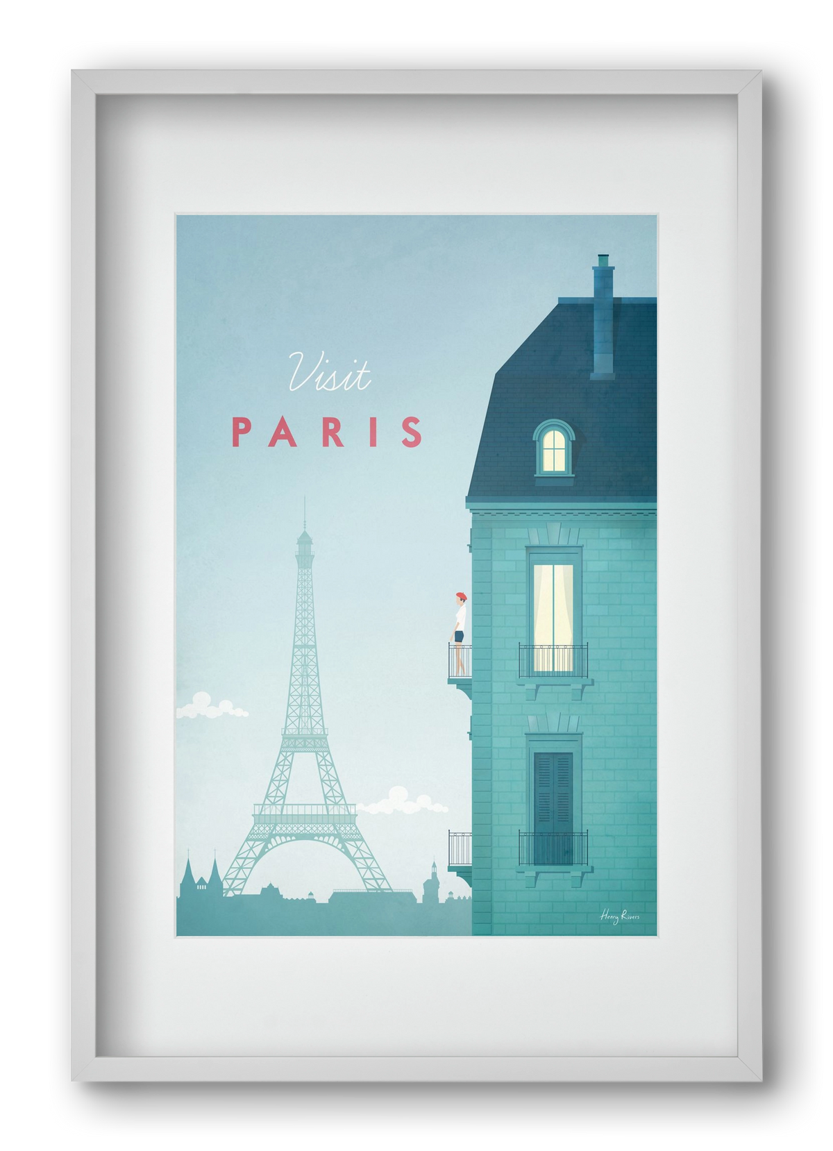 Paris Travel Poster, 40x60 cm (30x45 cm), Fehér keret, paszpartuval
