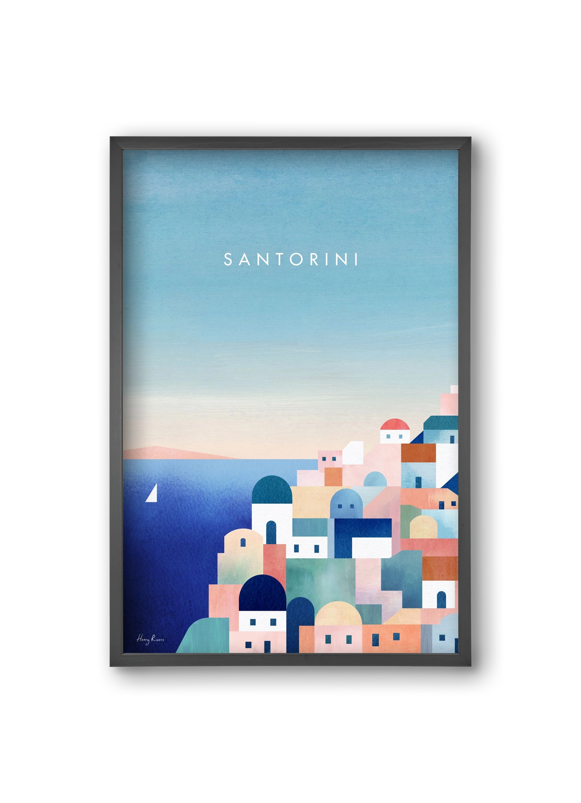 Santorini, 20x30 cm (20x30 cm), Fekete keret