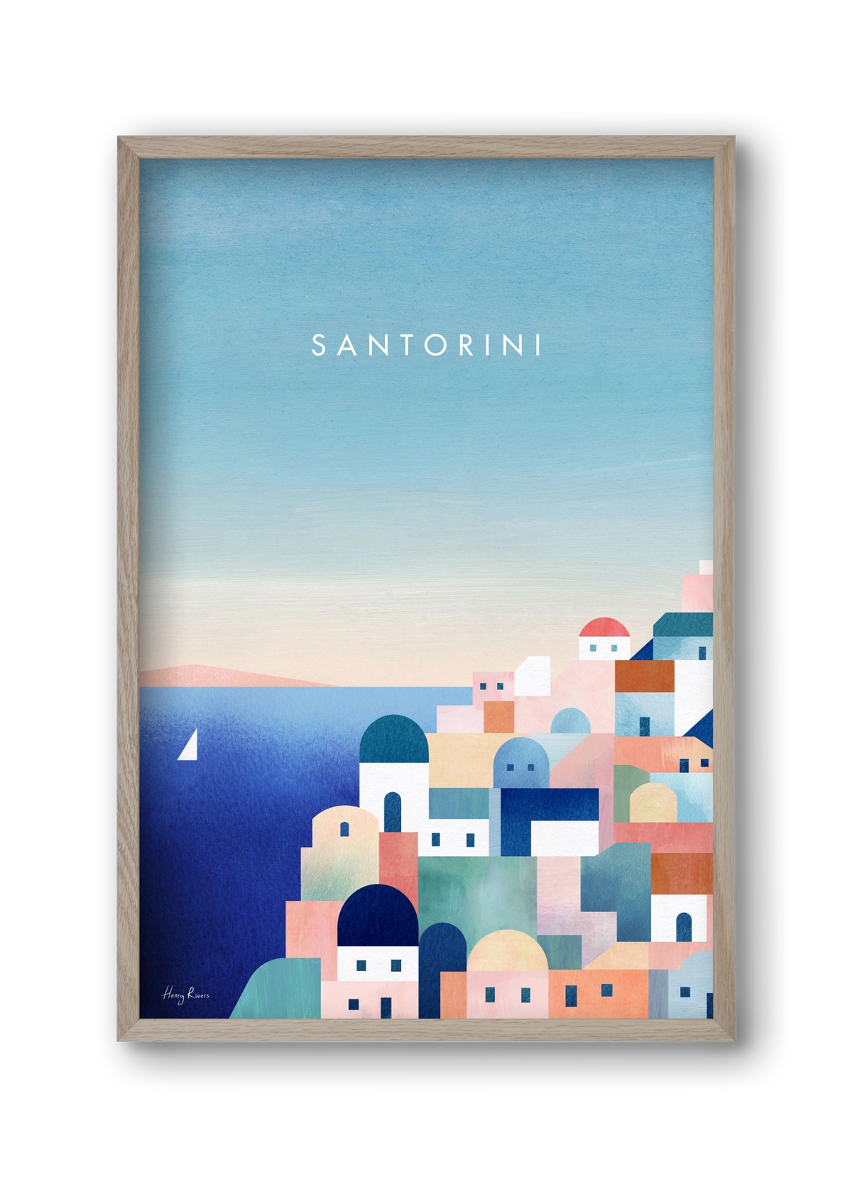 Santorini, 30x45 cm (30x45 cm), Tölgy keret