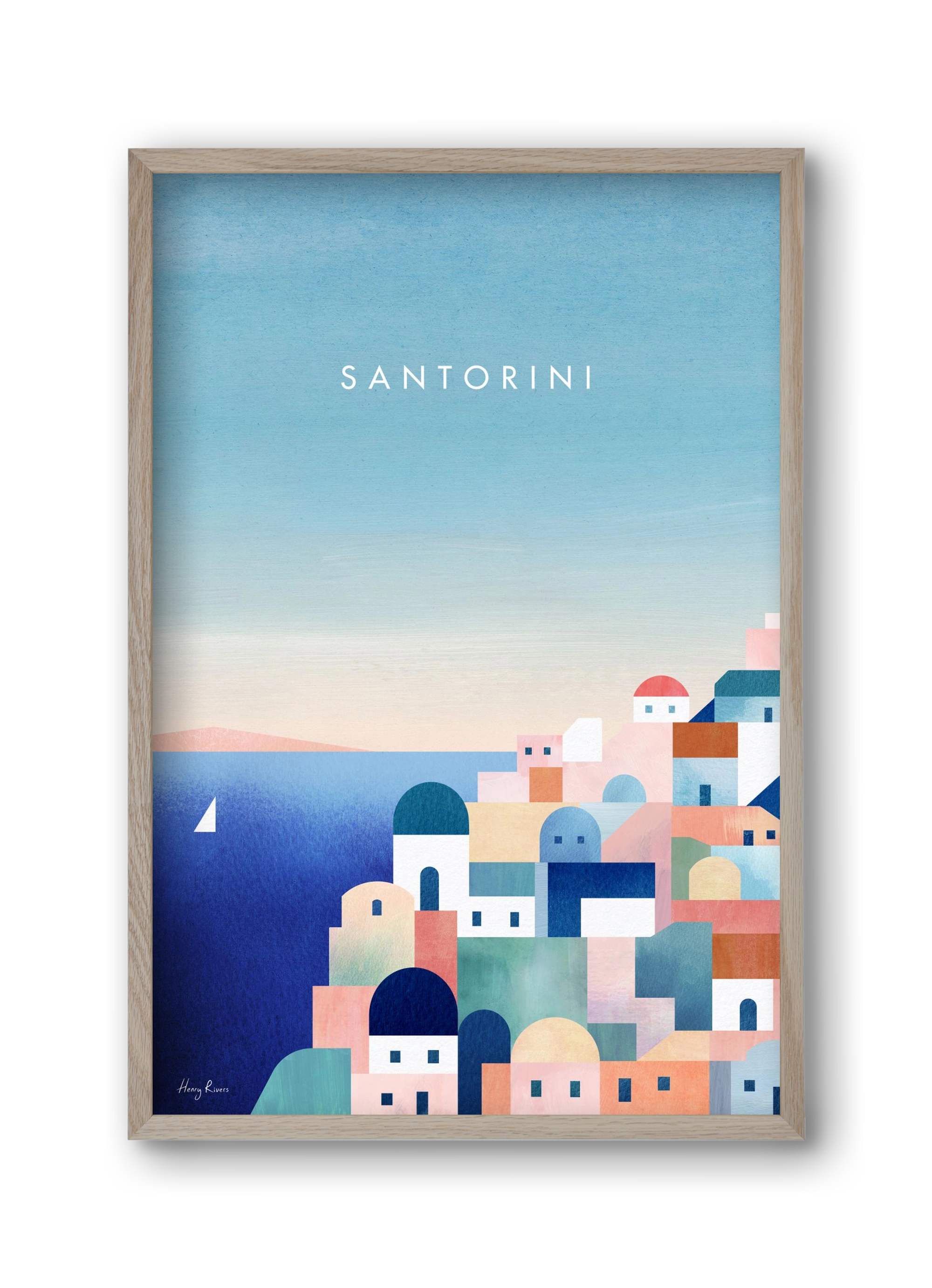 Santorini, 30x45 cm (30x45 cm), Tölgy keret