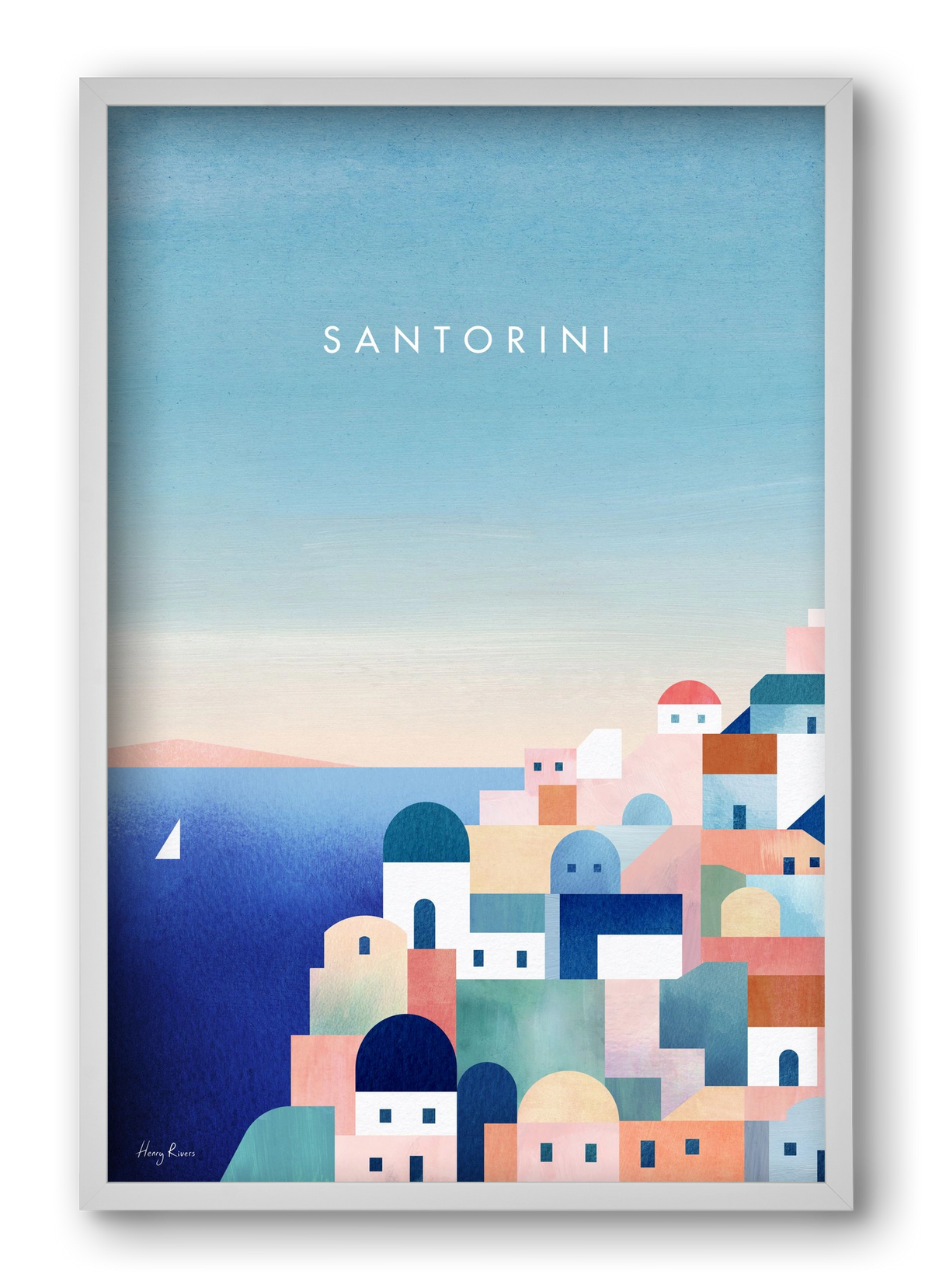 Santorini, 40x60 cm (40x60 cm), Fehér keret