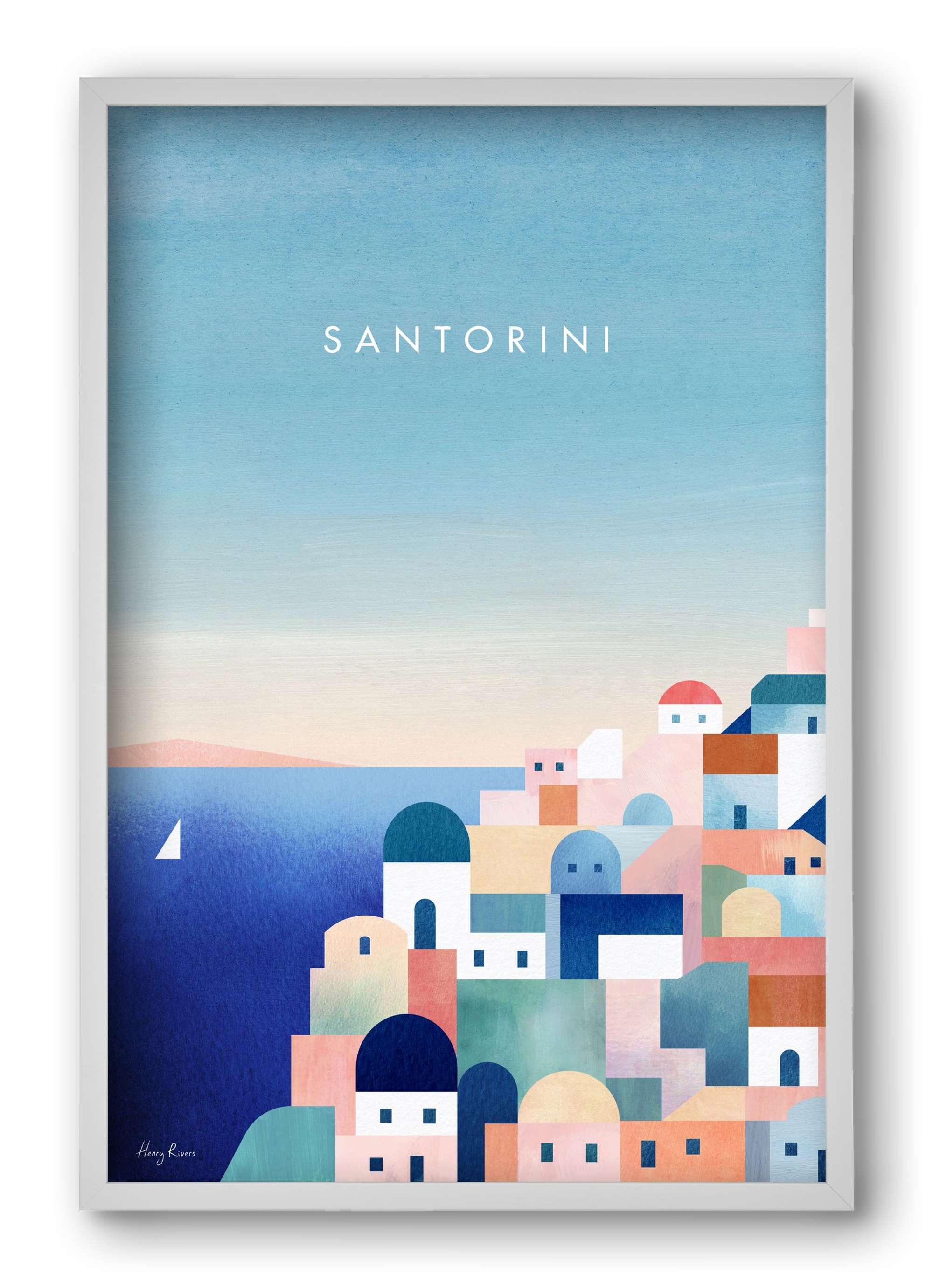 Santorini, 40x60 cm (40x60 cm), Fehér keret