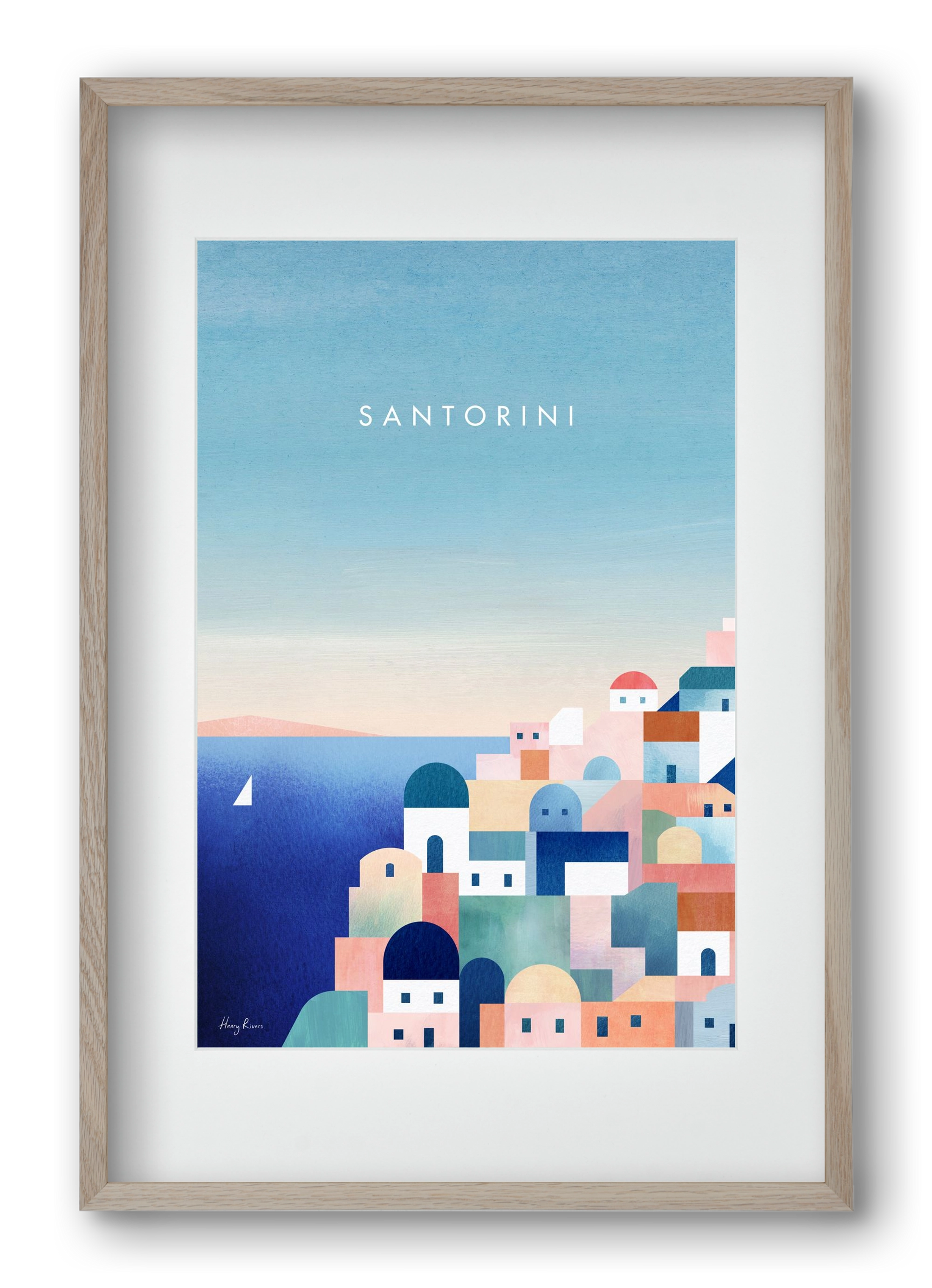 Santorini, 40x60 cm (30x45 cm), Tölgy keret, paszpartuval