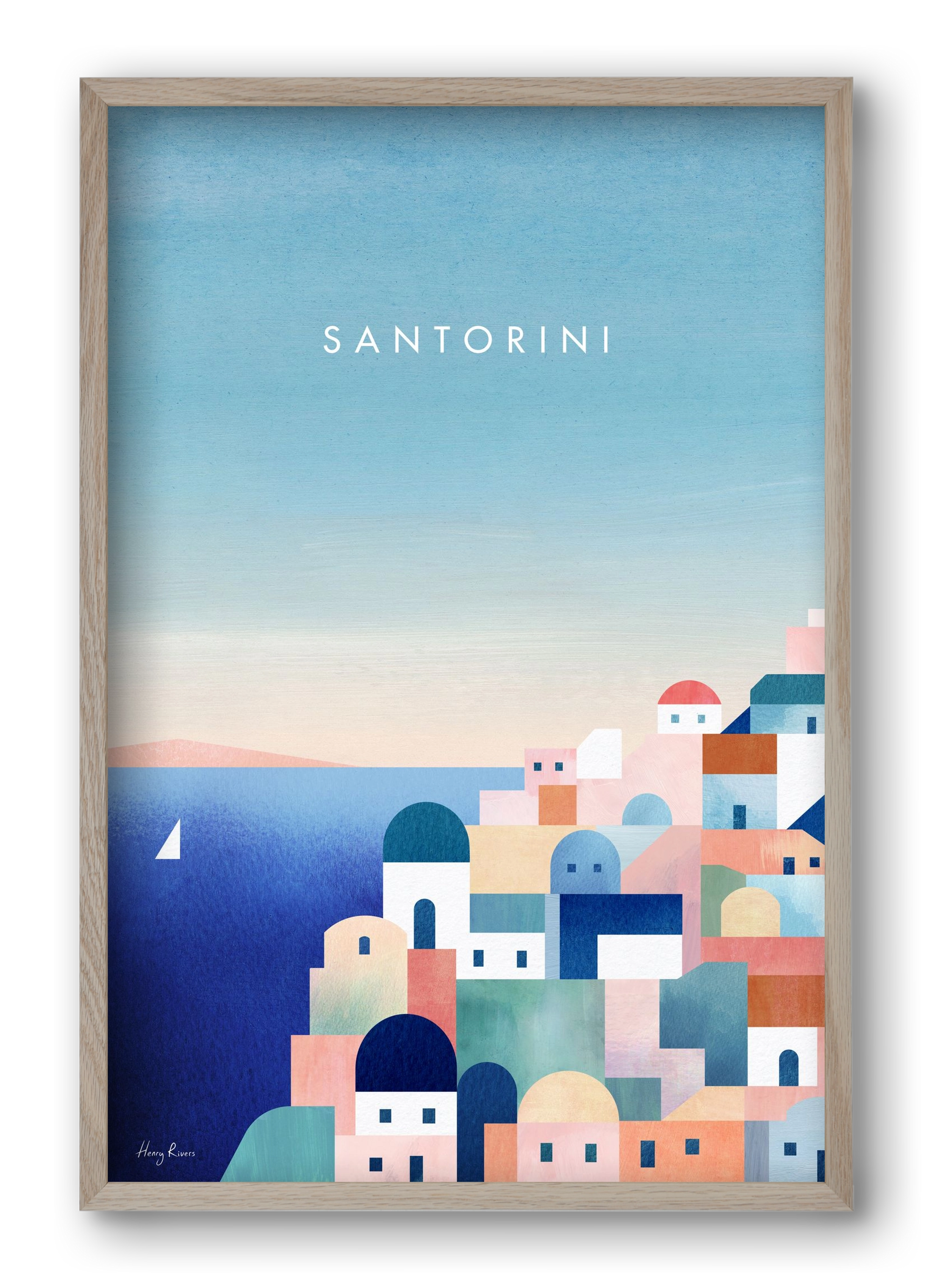 Santorini, 40x60 cm (40x60 cm), Tölgy keret