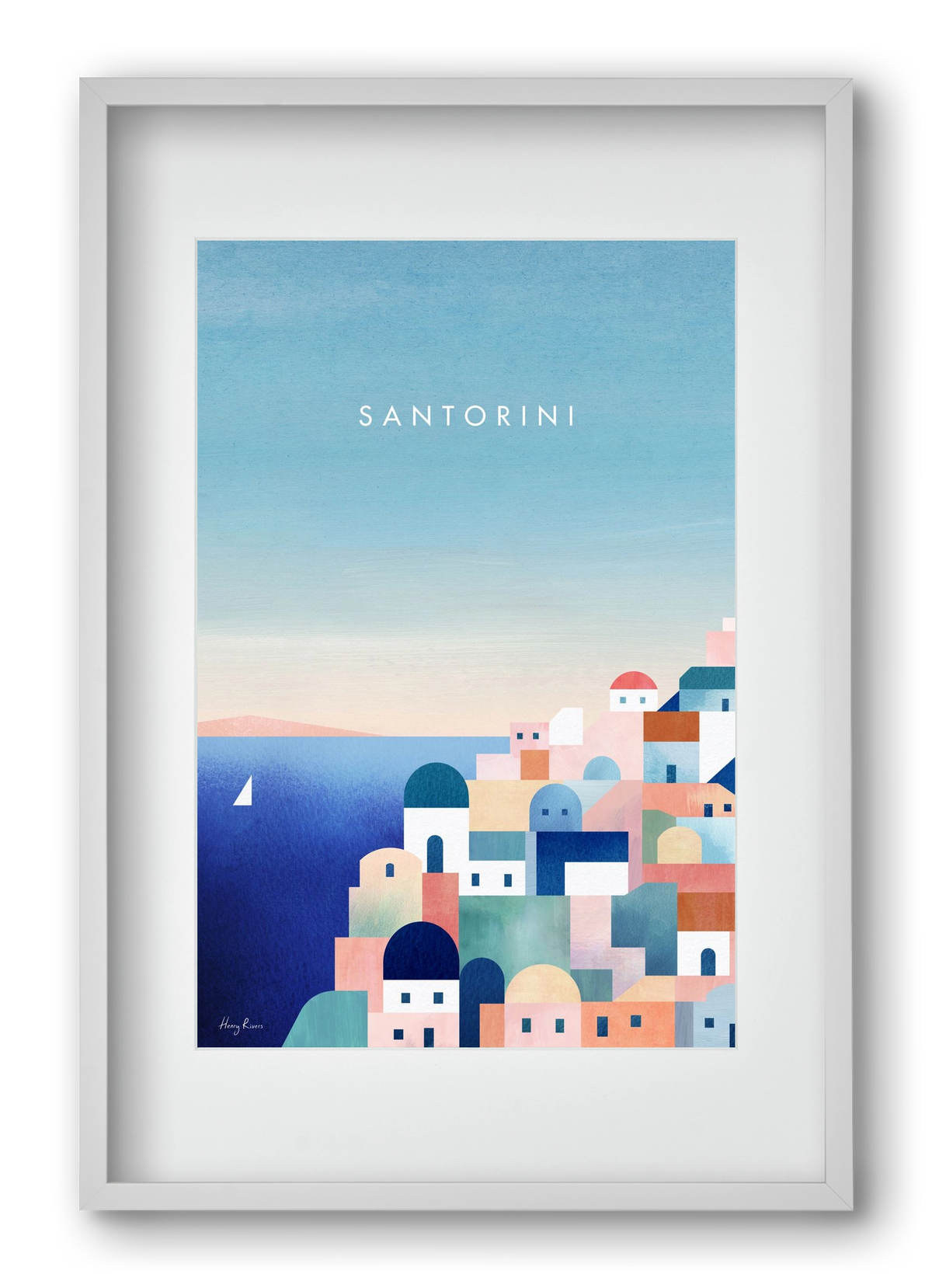 Santorini, 40x60 cm (30x45 cm), Fehér keret, paszpartuval