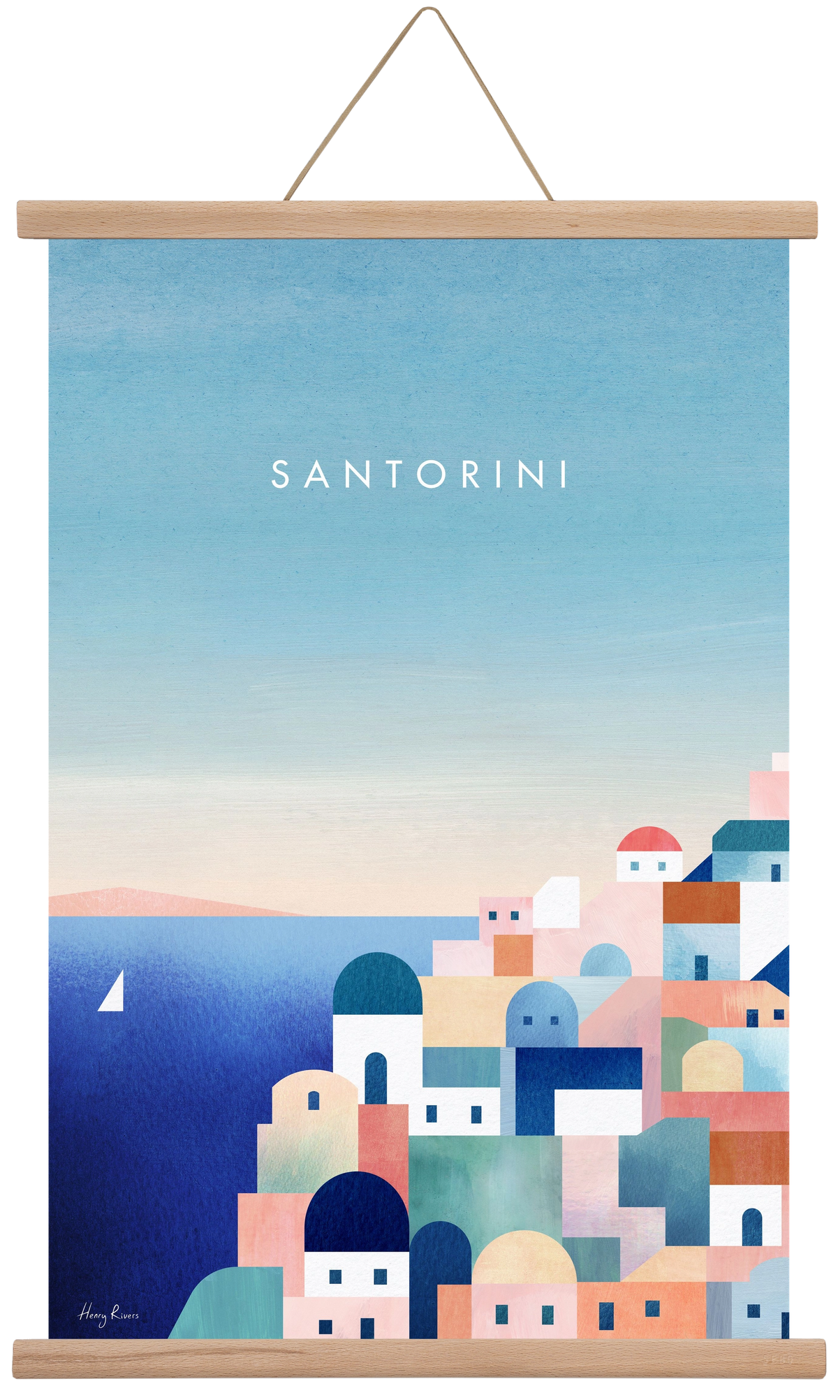 Santorini, 40x60 cm (40x60 cm), Tölgy akasztó