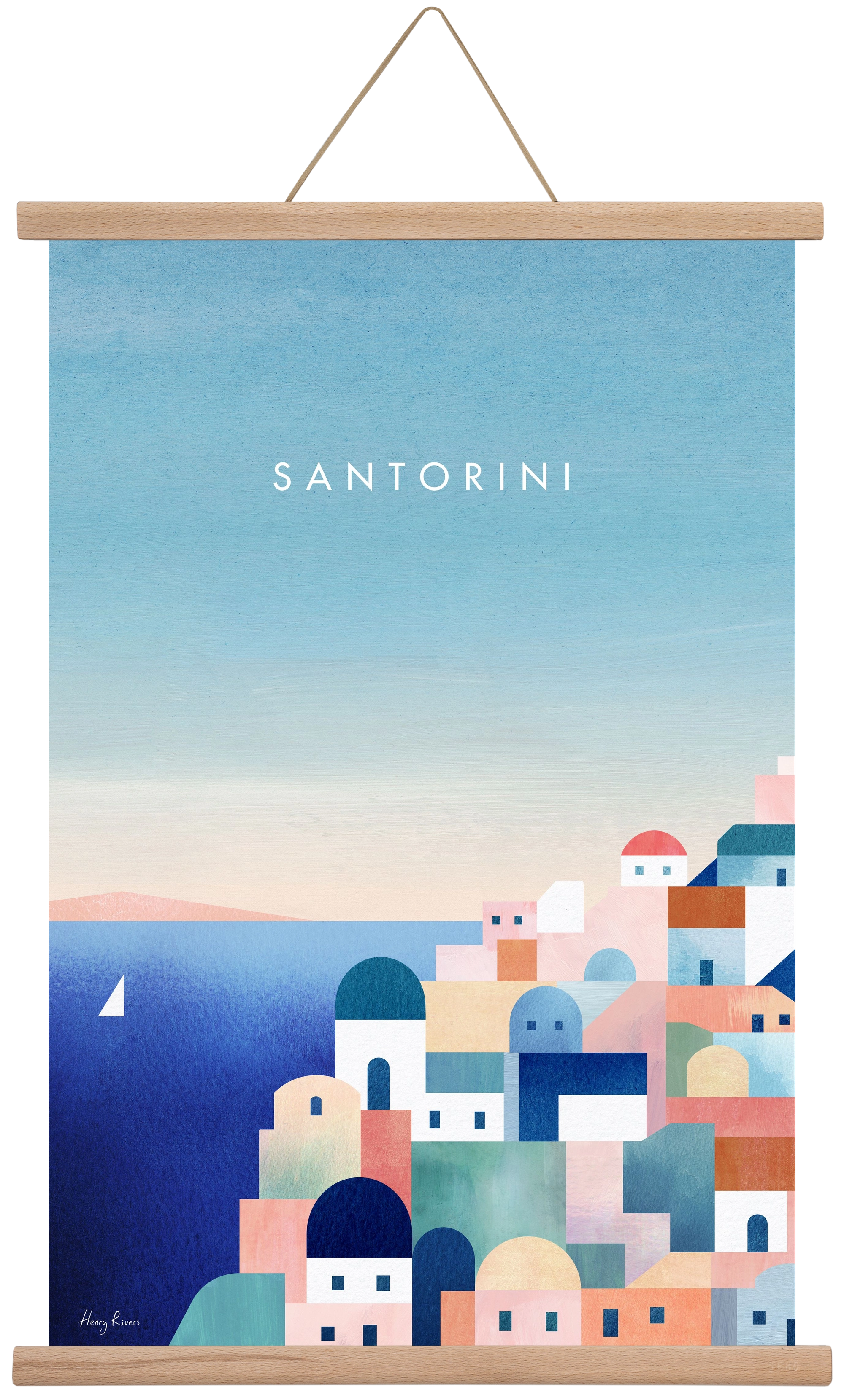 Santorini, 40x60 cm (40x60 cm), Tölgy akasztó