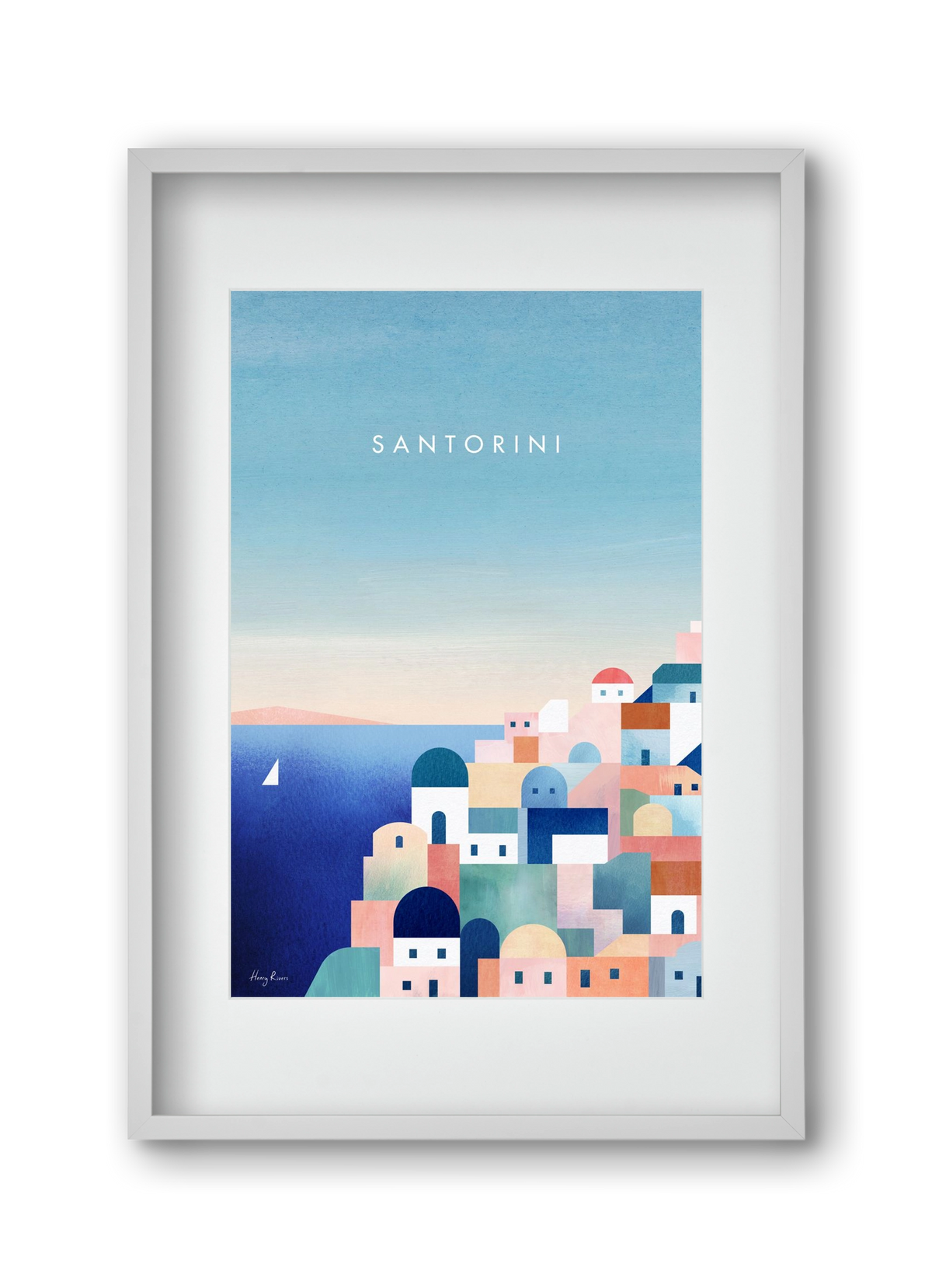 Santorini, 30x45 cm (20x30 cm), Fehér keret, paszpartuval