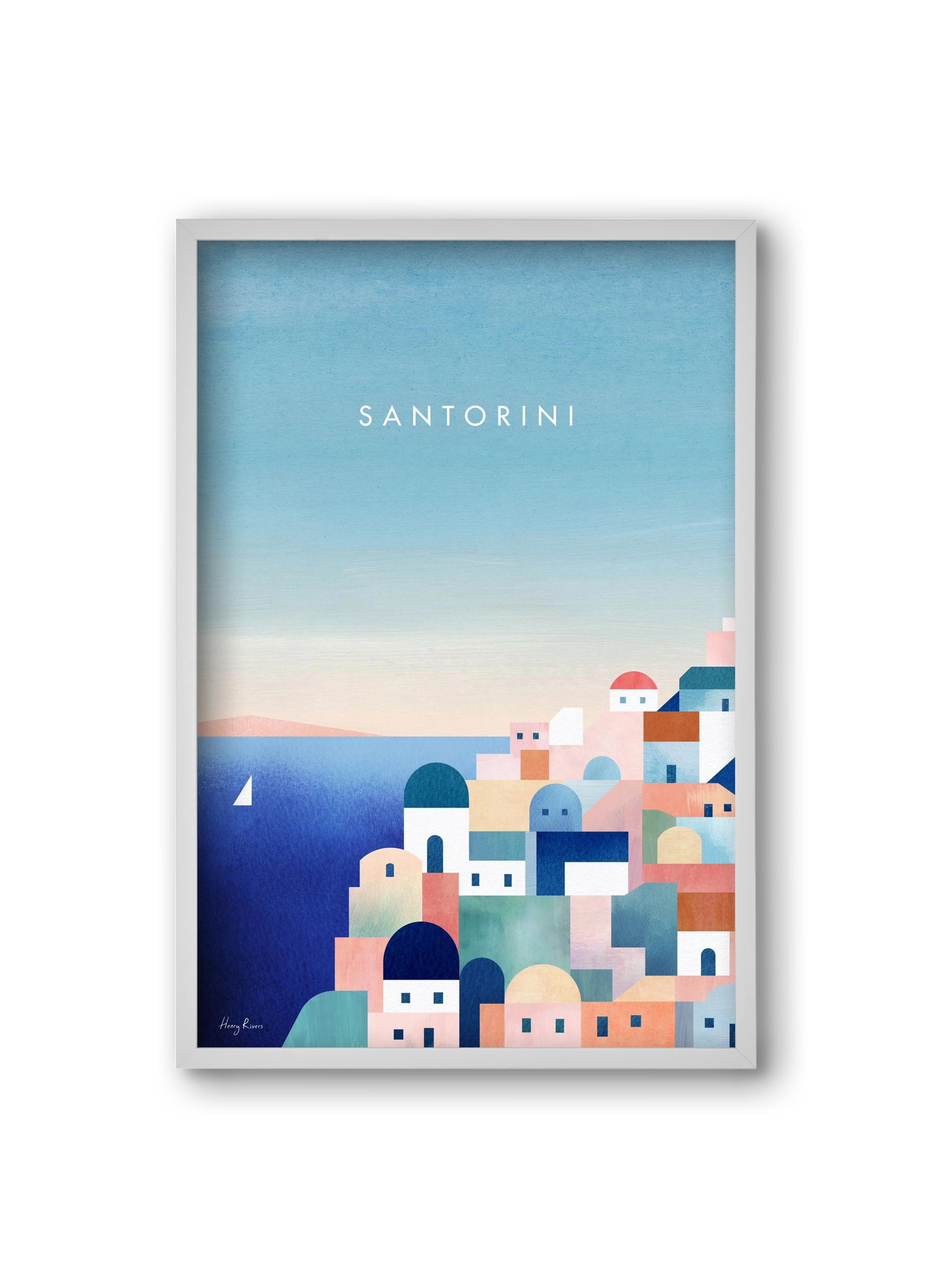 Santorini, 20x30 cm (20x30 cm), Fehér keret