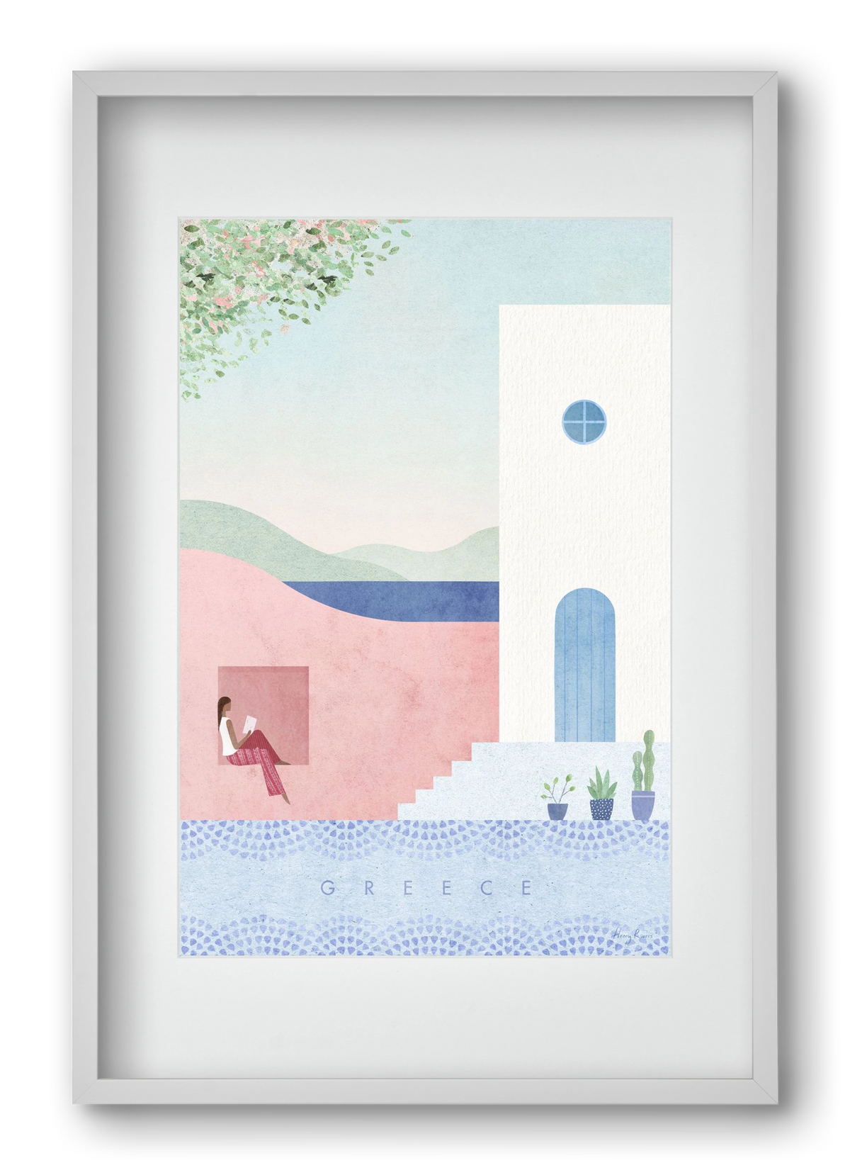 Greece Travel Poster, 40x60 cm (30x45 cm), Fehér keret, paszpartuval