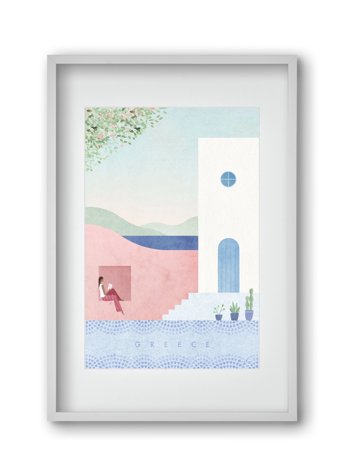 Greece Travel Poster, 30x45 cm (20x30 cm), Fehér keret, paszpartuval