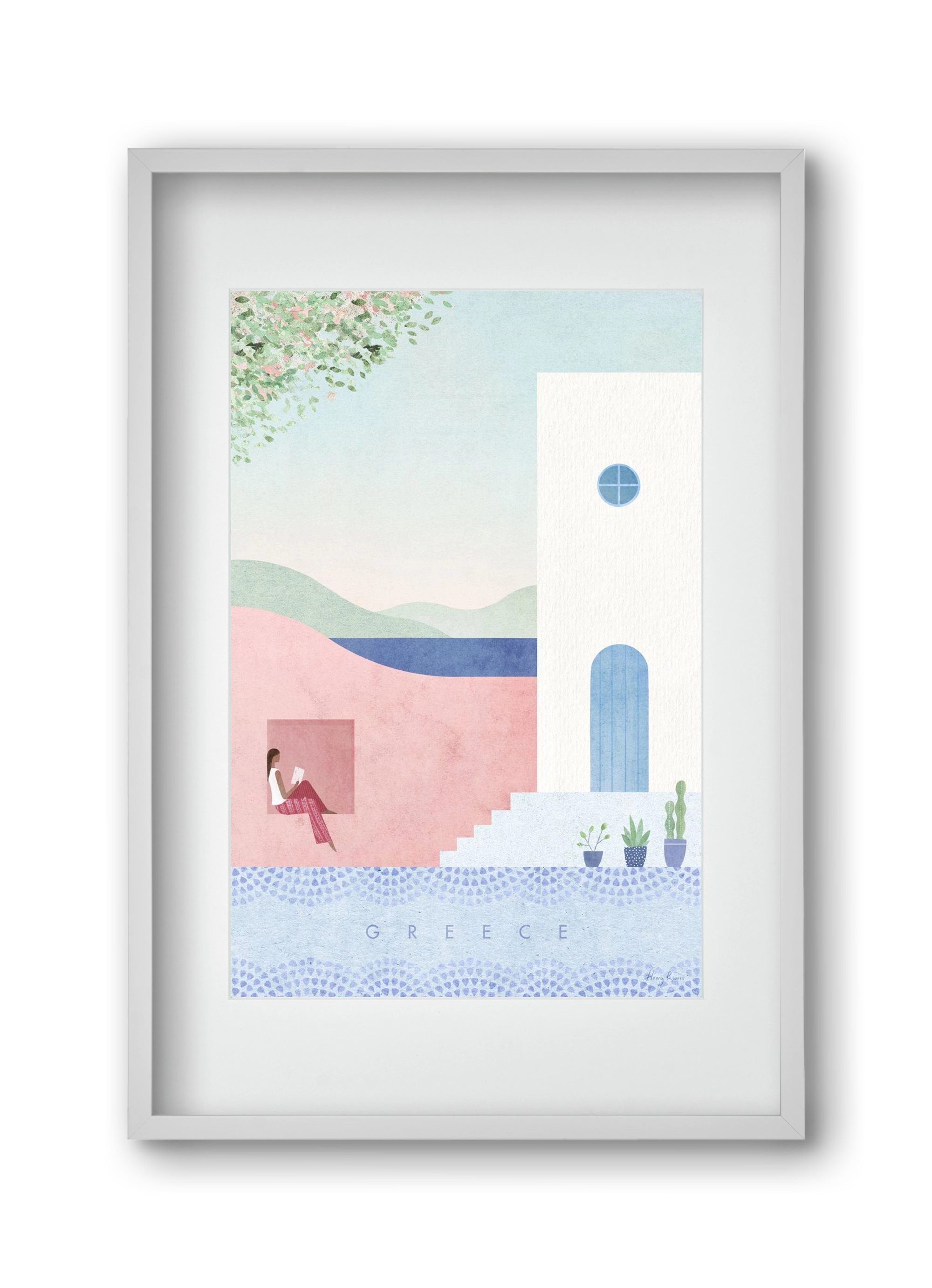 Greece Travel Poster, 30x45 cm (20x30 cm), Fehér keret, paszpartuval