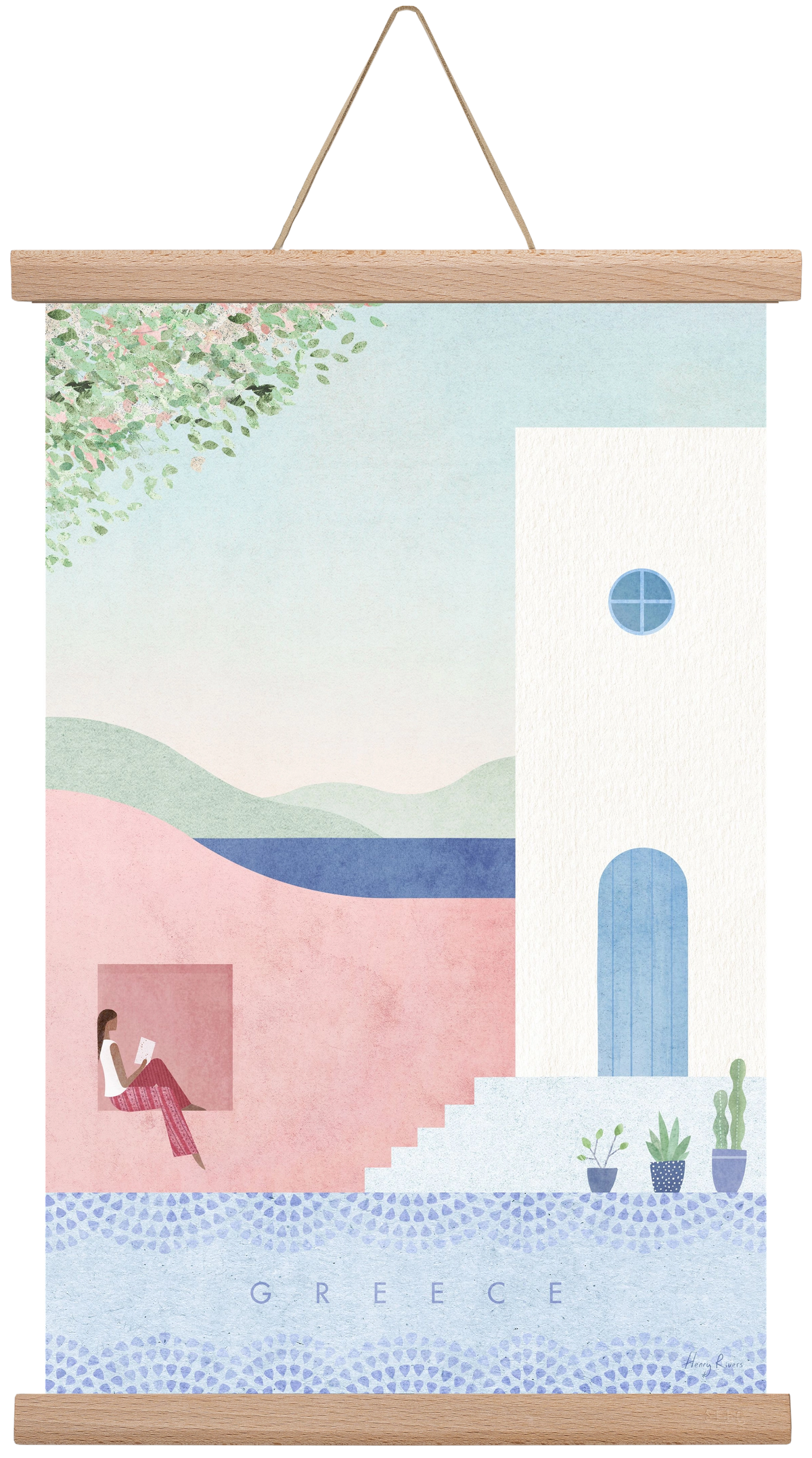 Greece Travel Poster, 30x45 cm (30x45 cm), Tölgy akasztó