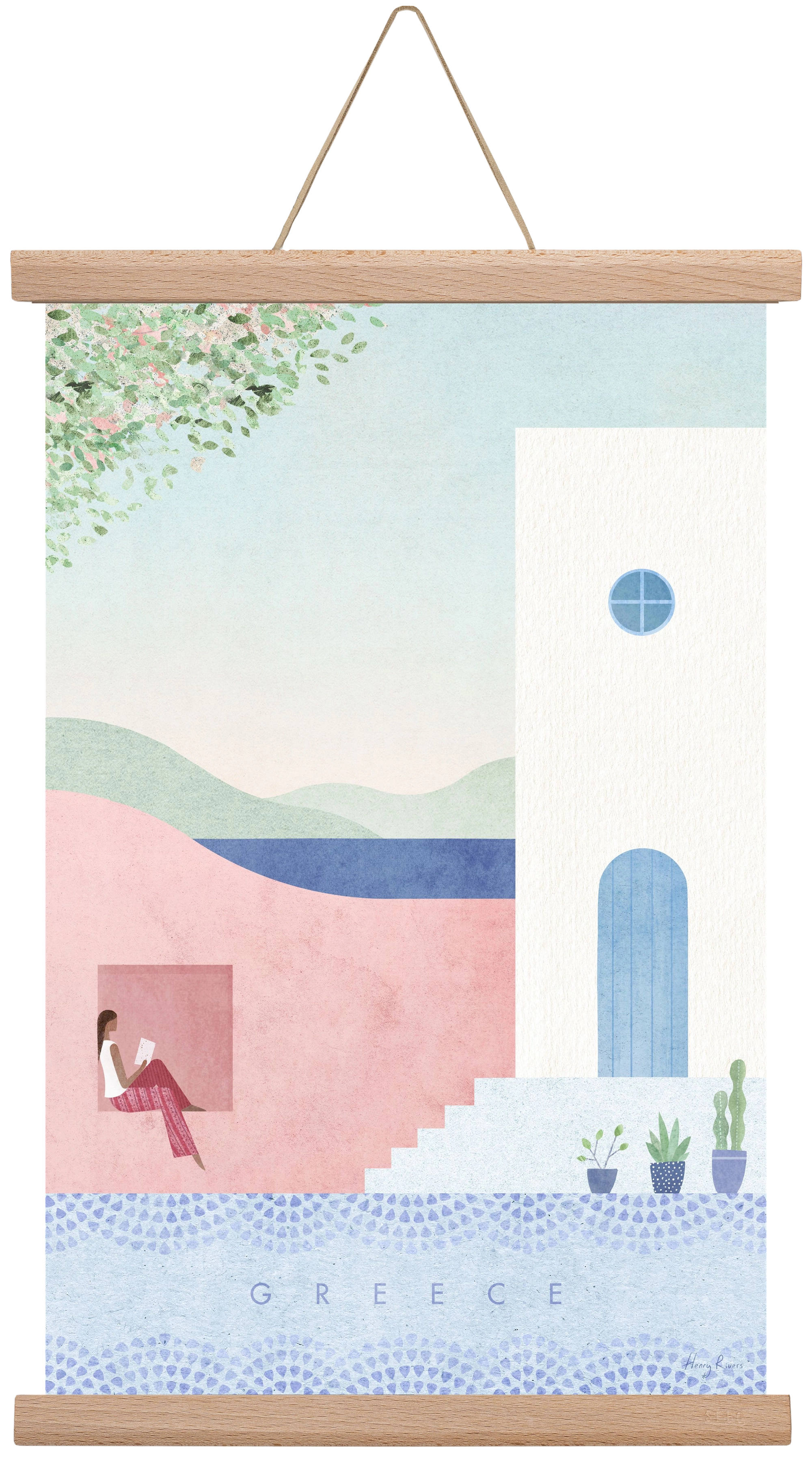 Greece Travel Poster, 30x45 cm (30x45 cm), Tölgy akasztó