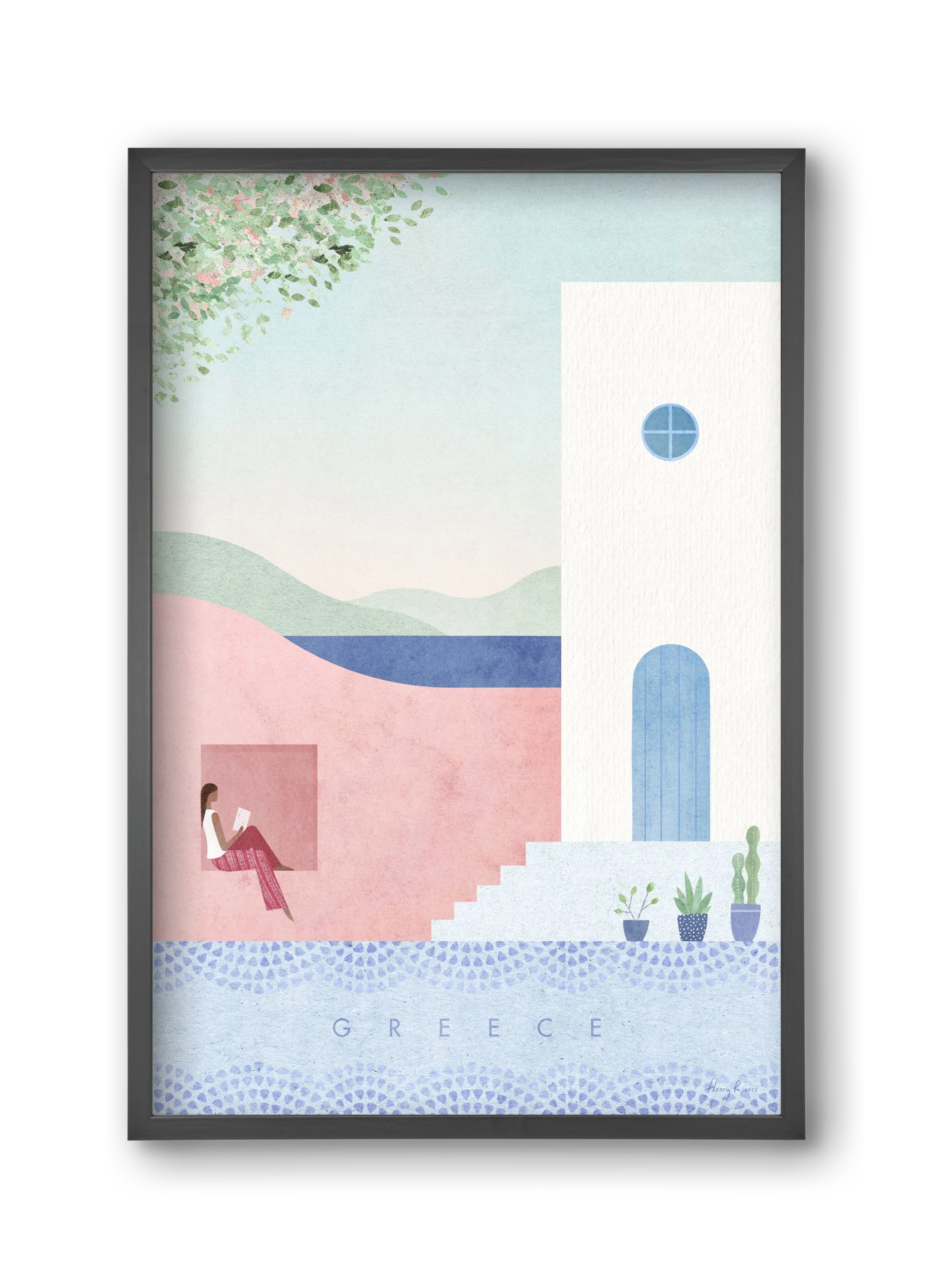 Greece Travel Poster, 30x45 cm (30x45 cm), Fekete keret