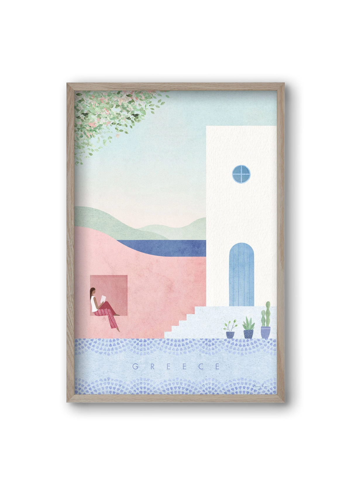 Greece Travel Poster, 20x30 cm (20x30 cm), Tölgy keret