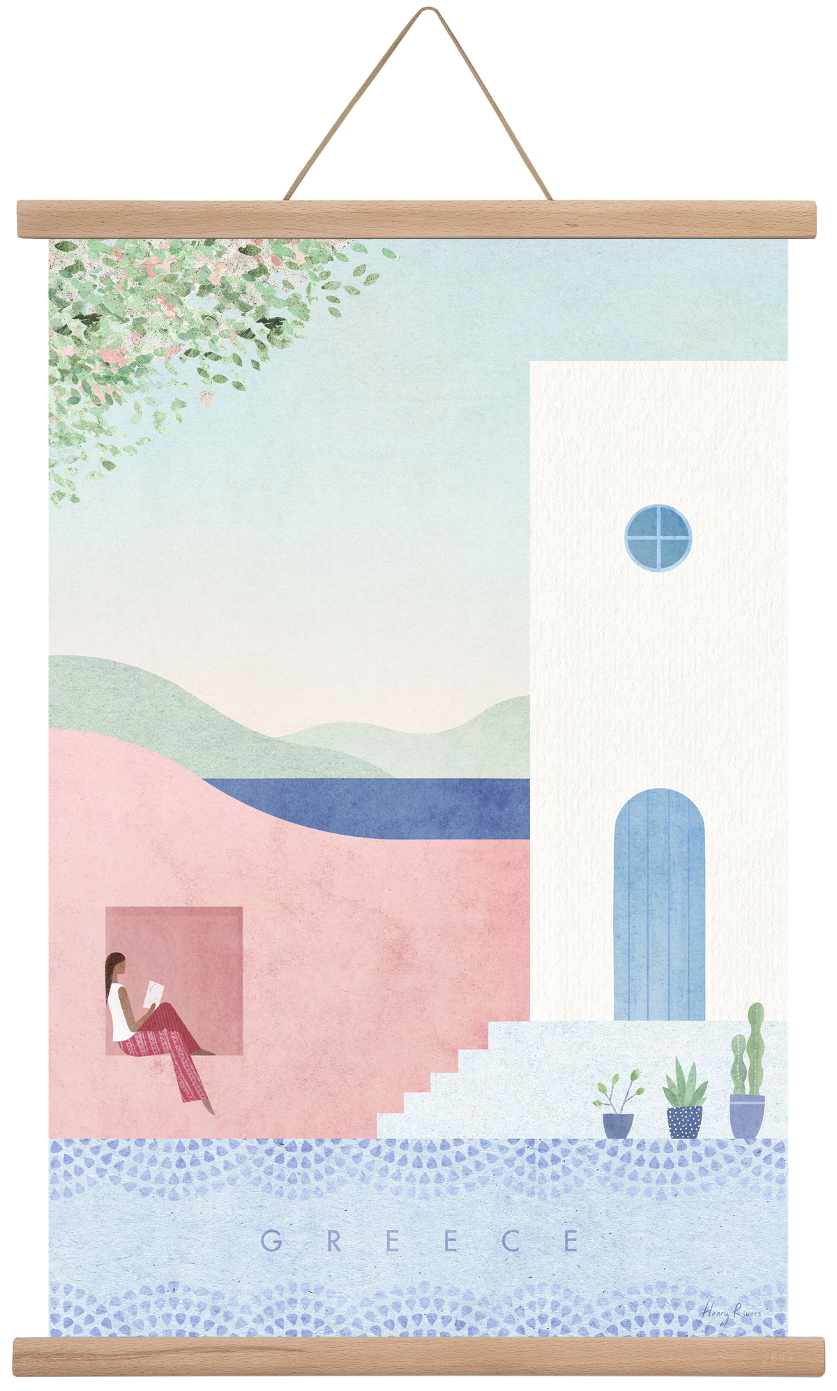 Greece Travel Poster, 40x60 cm (40x60 cm), Tölgy akasztó