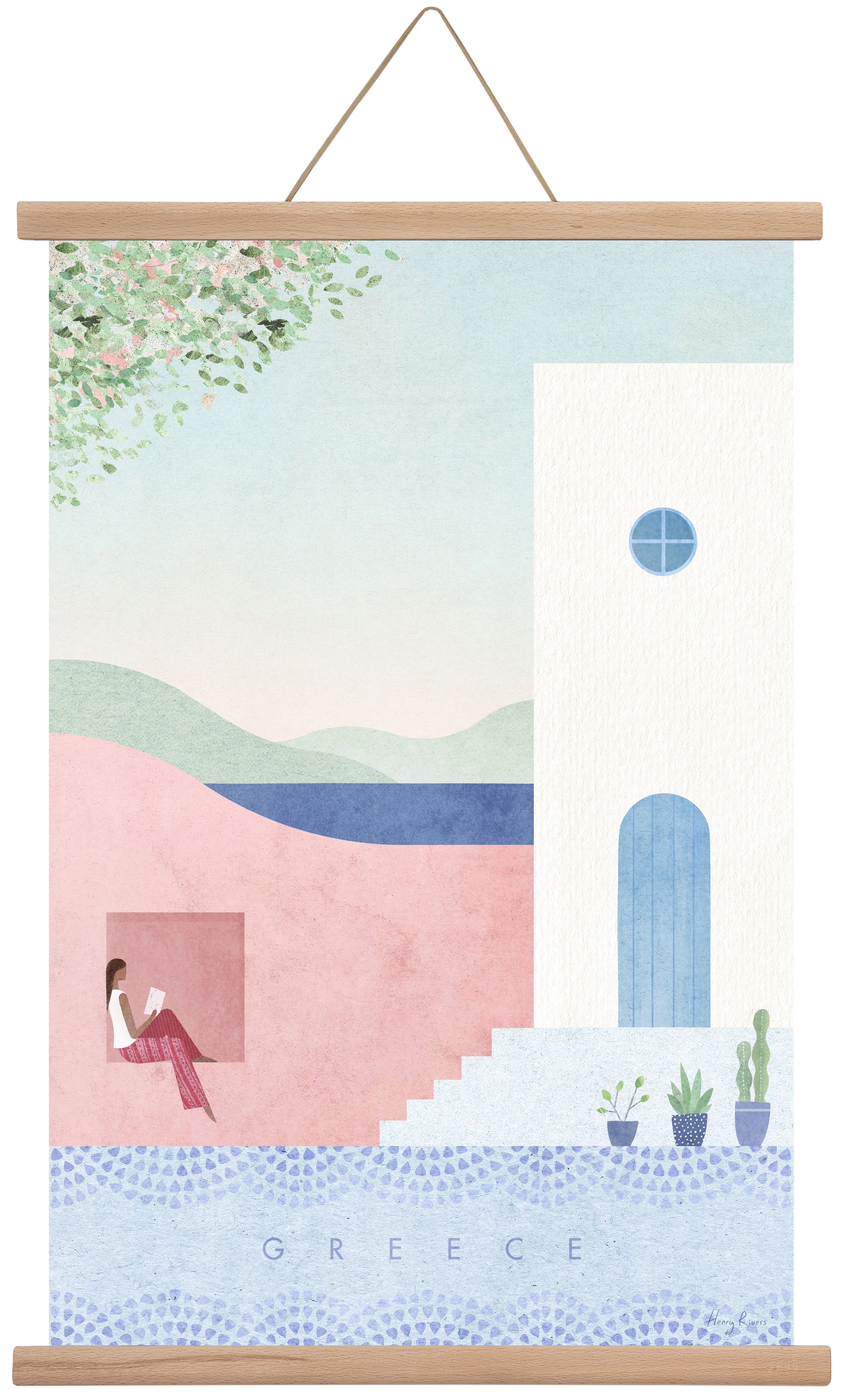 Greece Travel Poster, 40x60 cm (40x60 cm), Tölgy akasztó