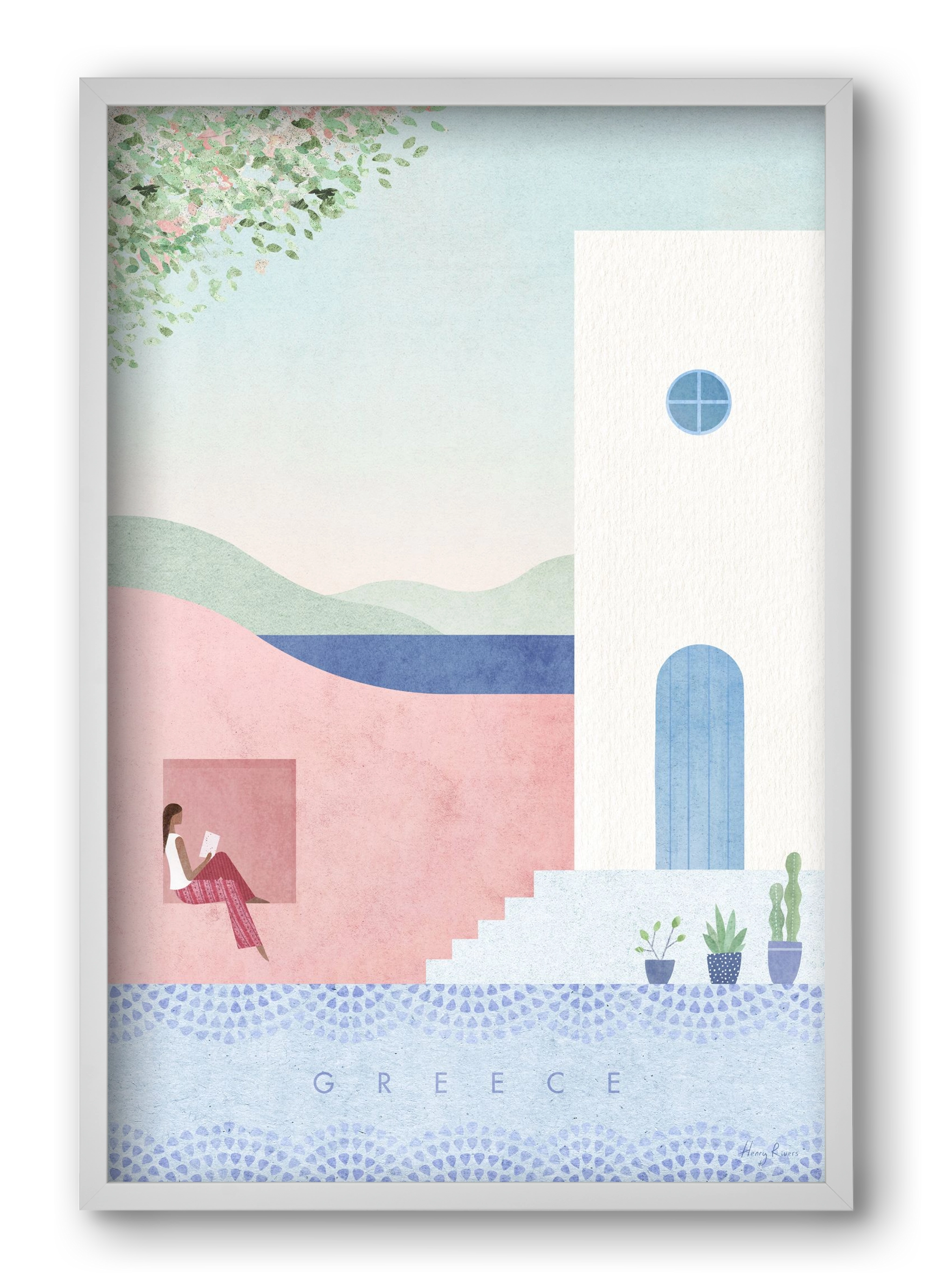 Greece Travel Poster, 40x60 cm (40x60 cm), Fehér keret