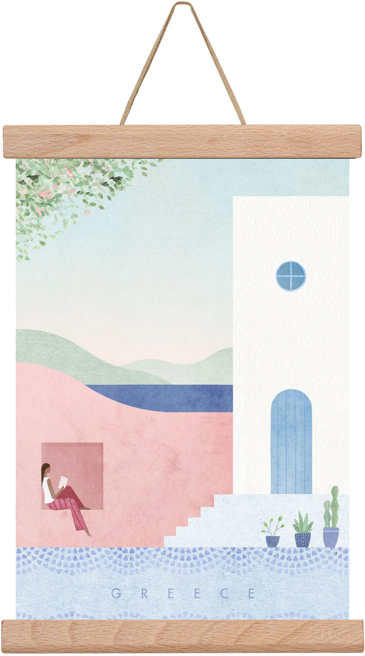 Greece Travel Poster, 20x30 cm (20x30 cm), Tölgy akasztó