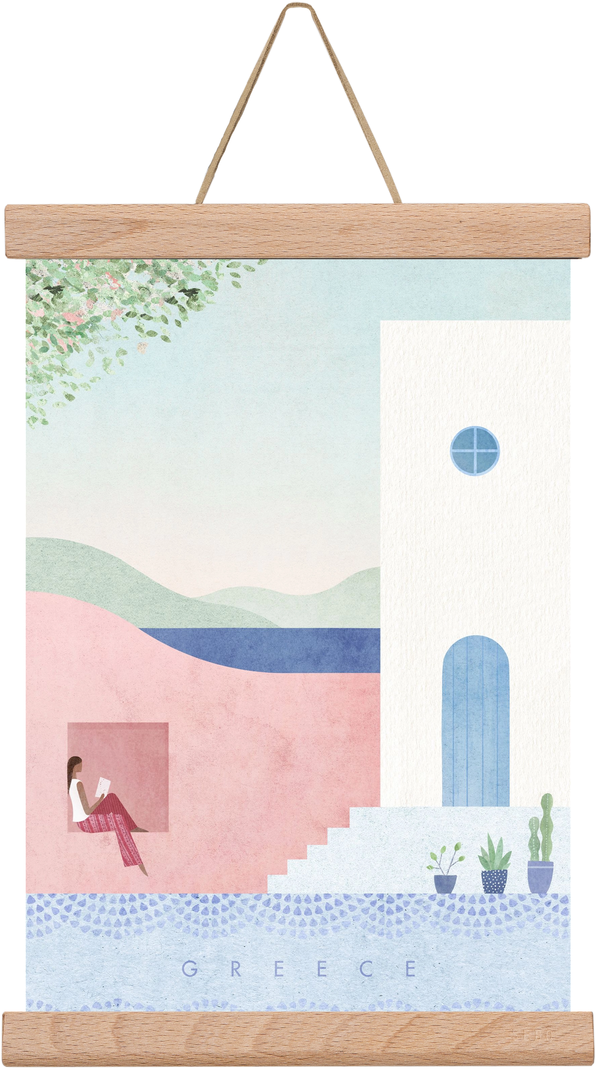 Greece Travel Poster, 20x30 cm (20x30 cm), Tölgy akasztó