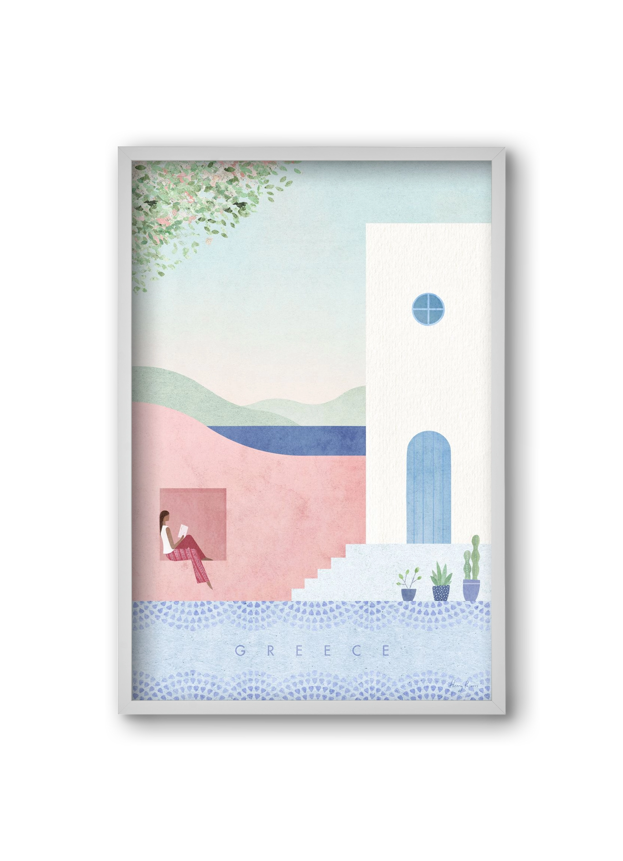 Greece Travel Poster, 20x30 cm (20x30 cm), Fehér keret