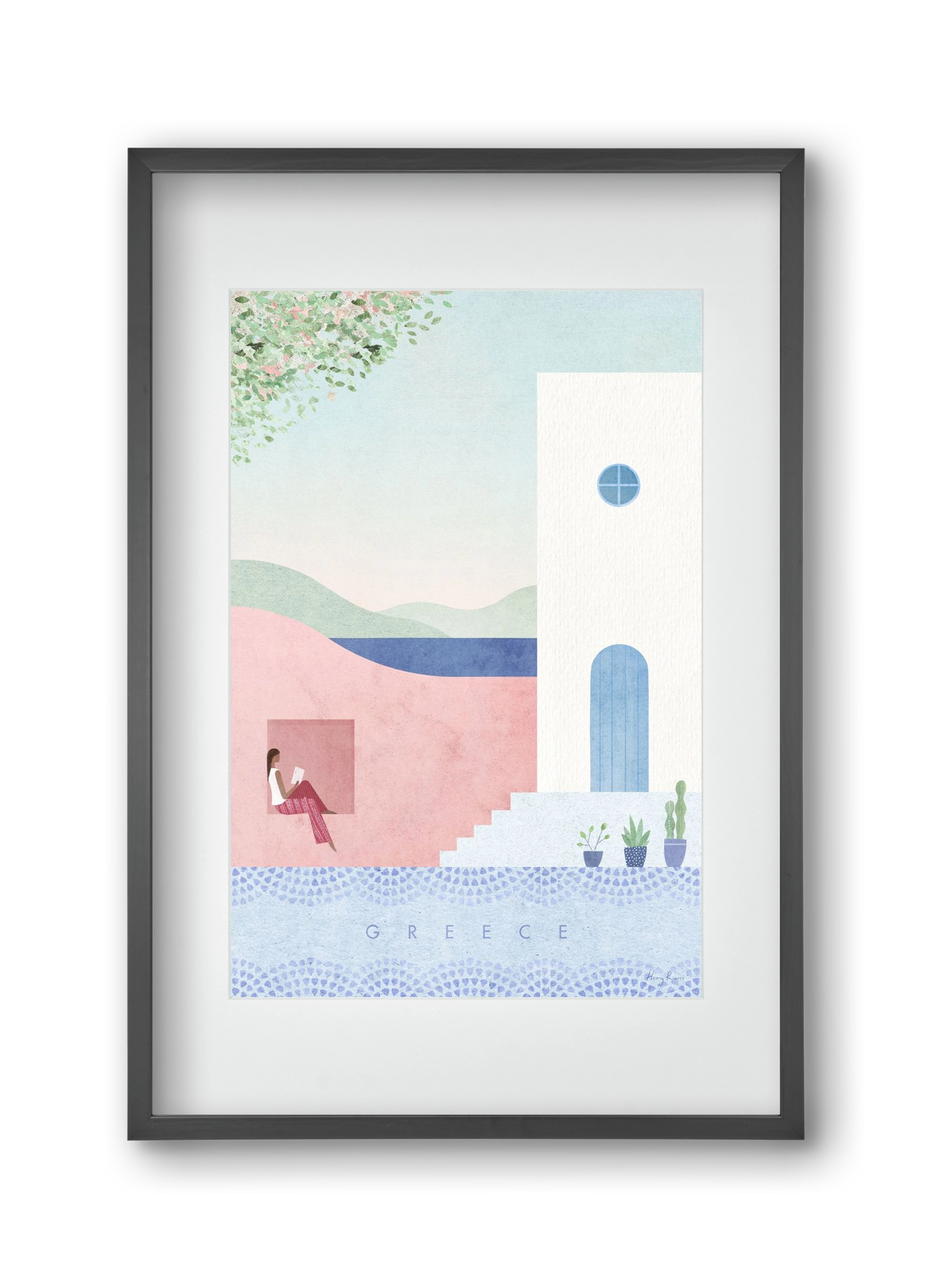 Greece Travel Poster, 30x45 cm (20x30 cm), Fekete keret, paszpartuval