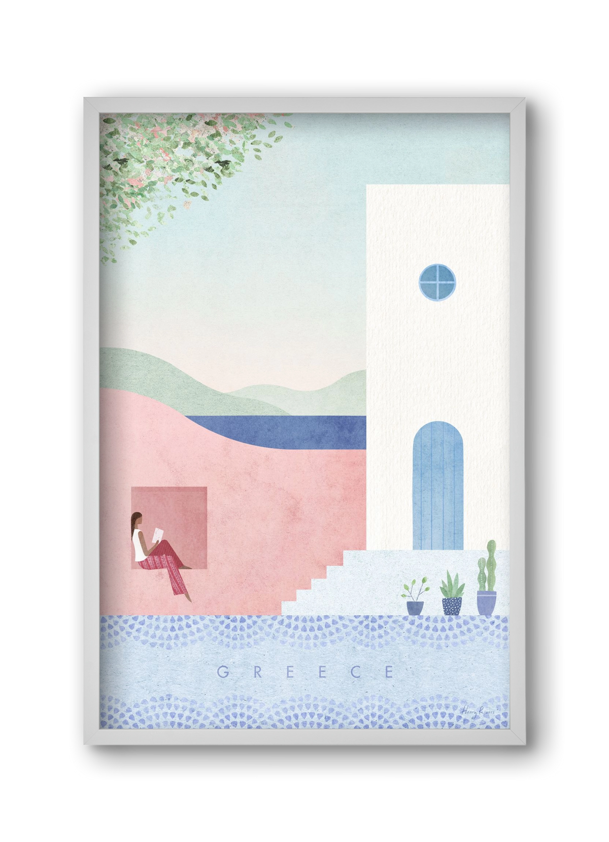 Greece Travel Poster, 30x45 cm (30x45 cm), Fehér keret