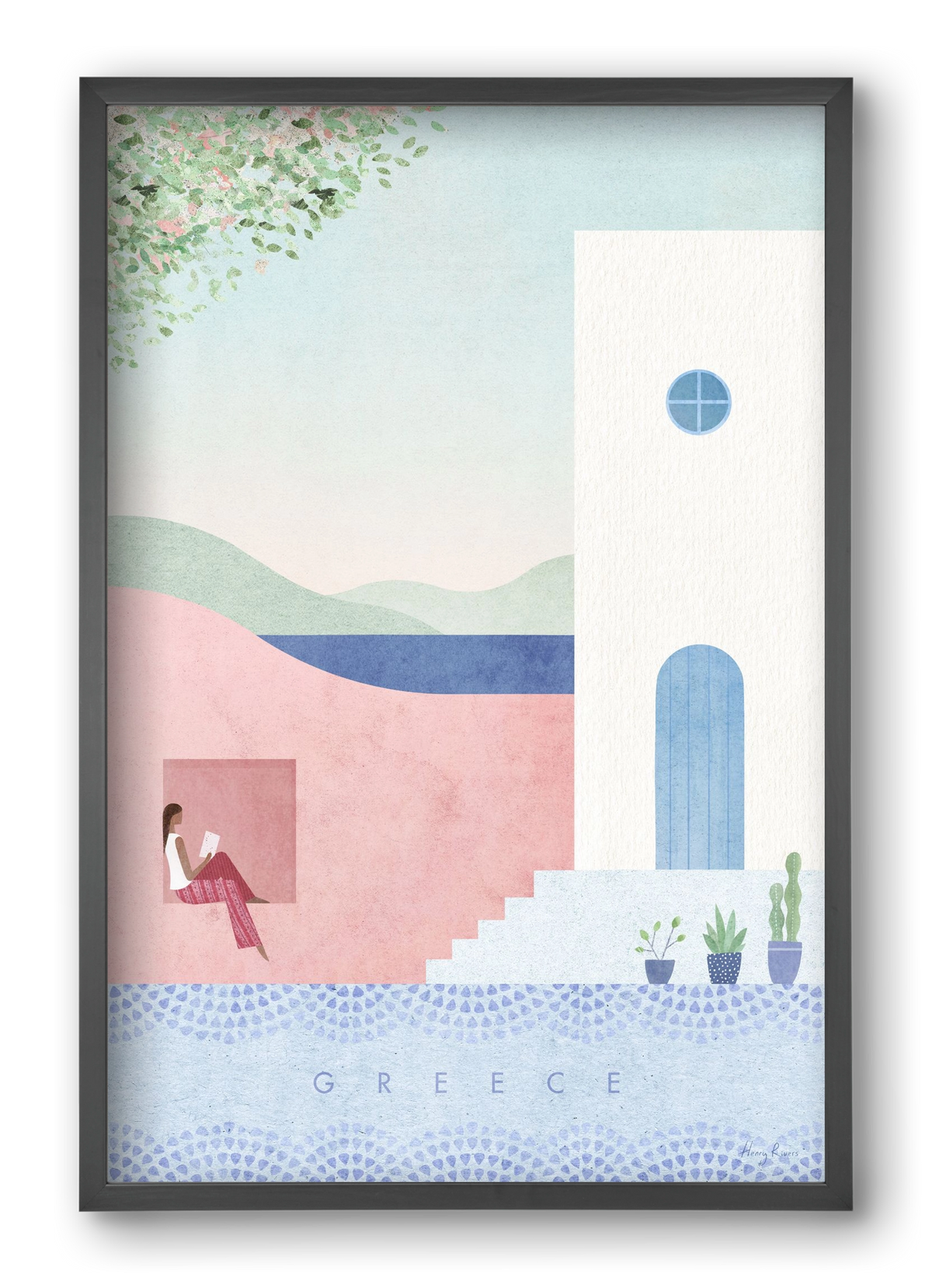 Greece Travel Poster, 40x60 cm (40x60 cm), Fekete keret
