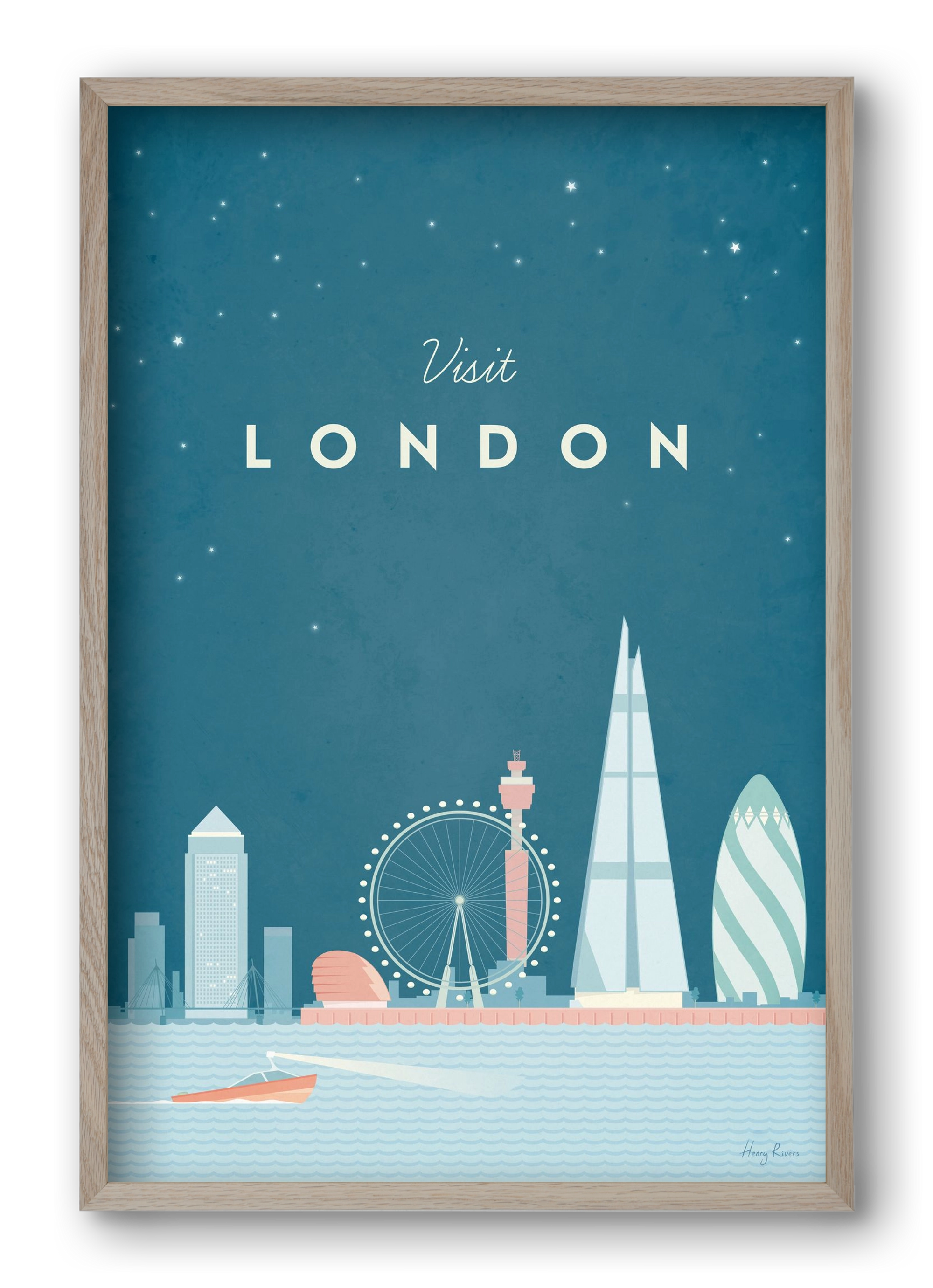 London Travel Poster, 40x60 cm (40x60 cm), Tölgy keret