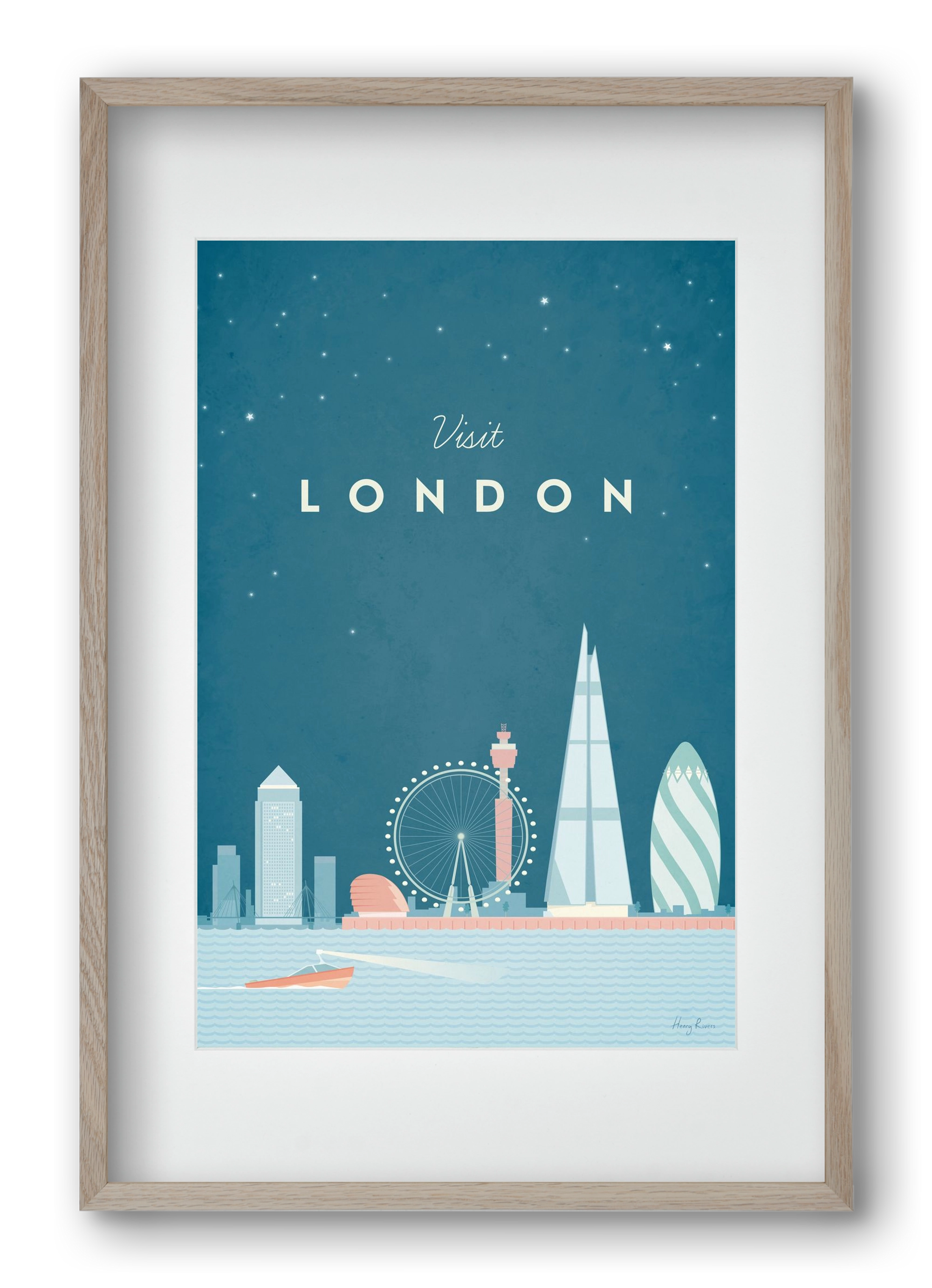 London Travel Poster, 40x60 cm (30x45 cm), Tölgy keret, paszpartuval