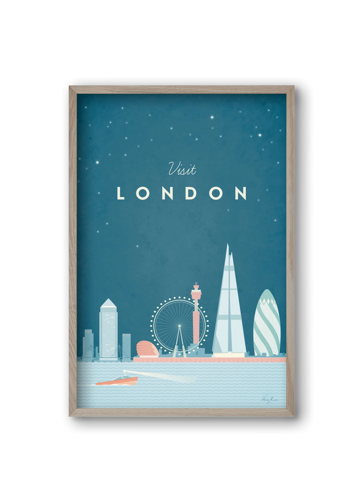 London Travel Poster, 20x30 cm (20x30 cm), Tölgy keret
