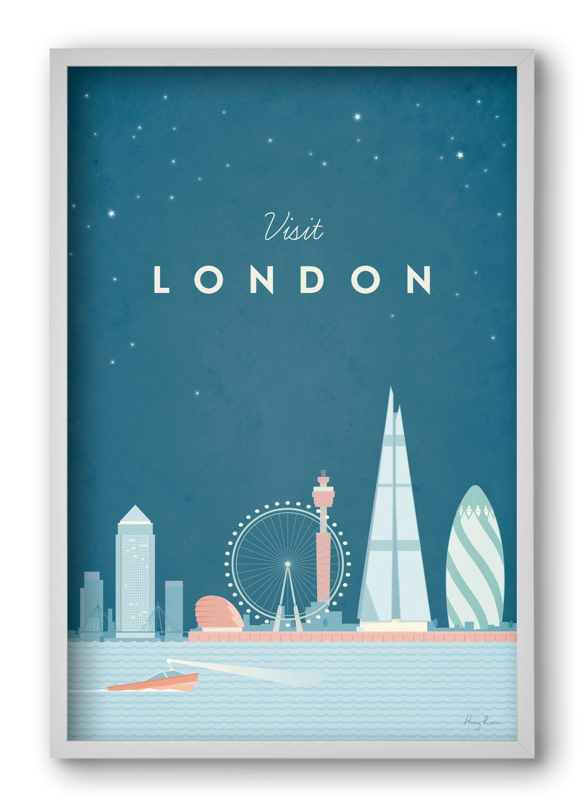 London Travel Poster, 40x60 cm (40x60 cm), Fehér keret