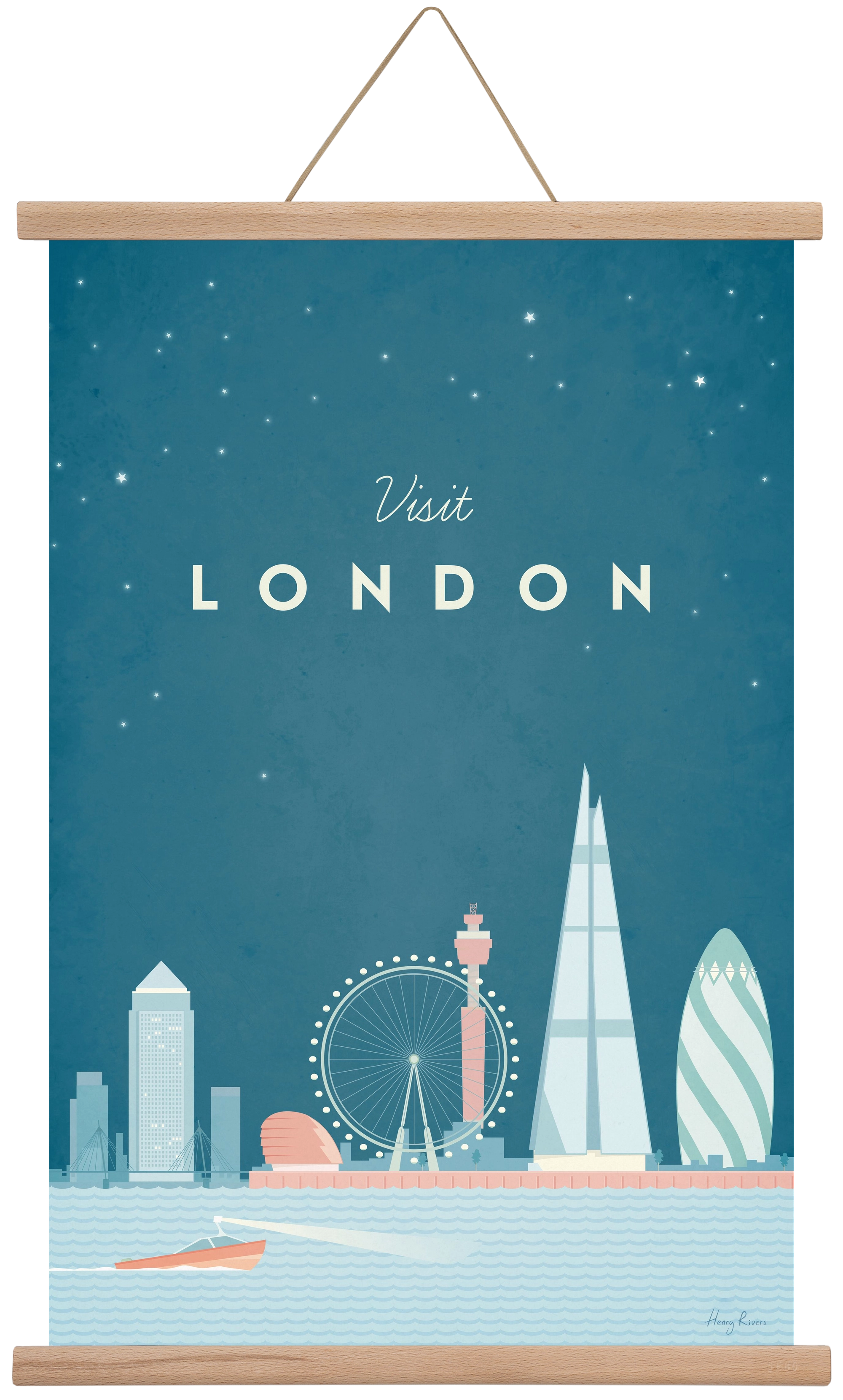 London Travel Poster, 40x60 cm (40x60 cm), Tölgy akasztó