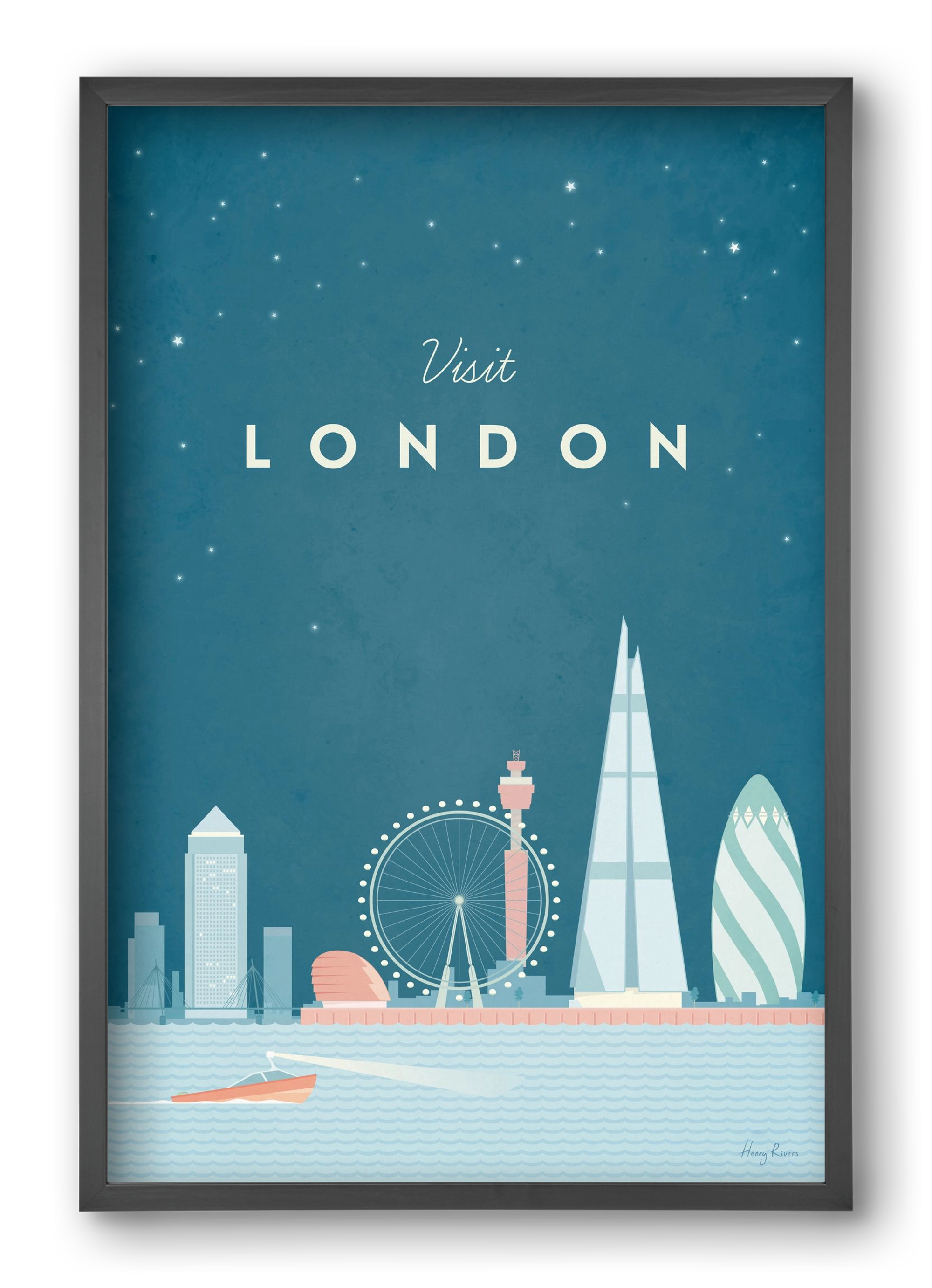 London Travel Poster, 40x60 cm (40x60 cm), Fekete keret