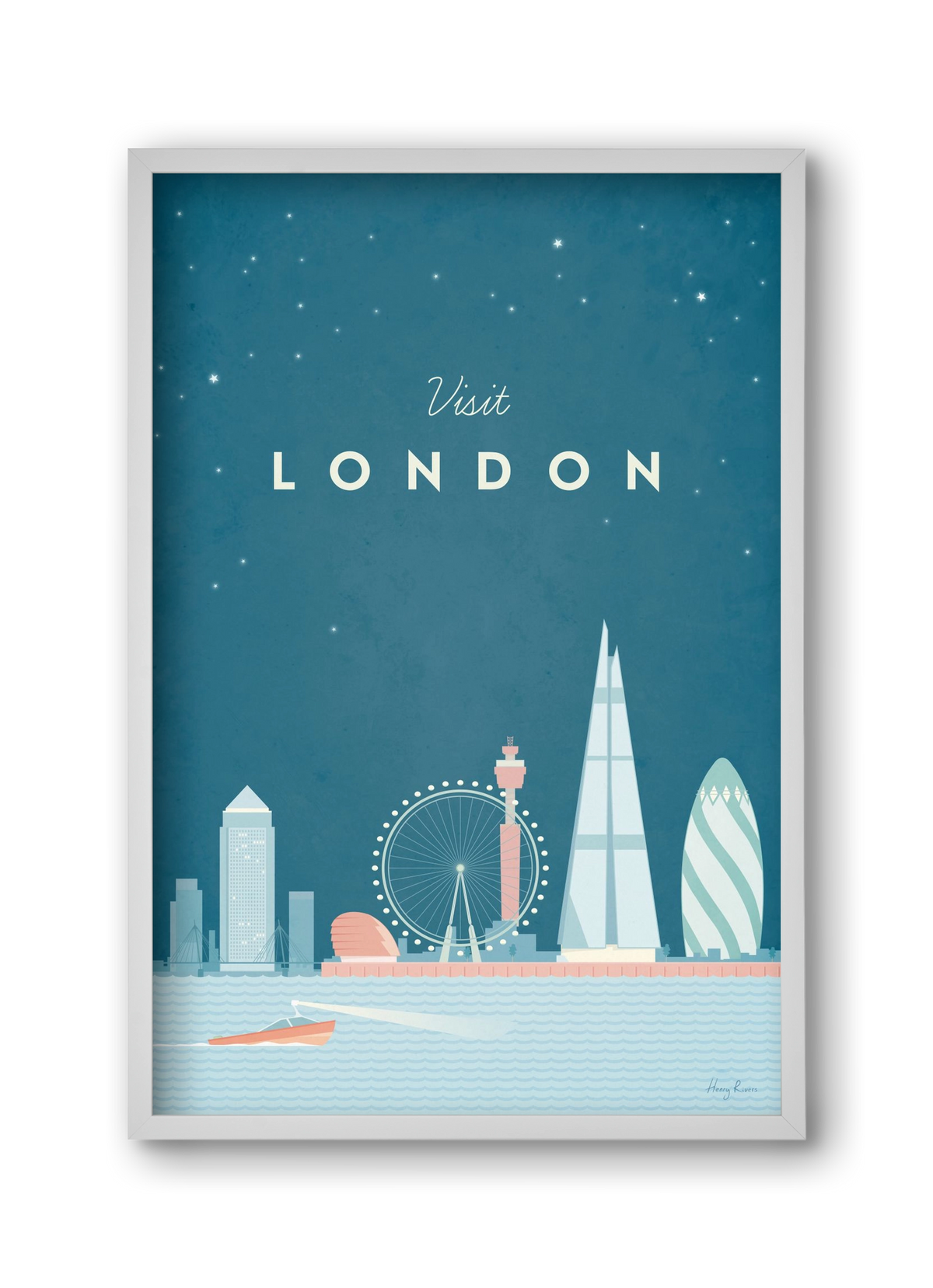 London Travel Poster, 30x45 cm (30x45 cm), Fehér keret