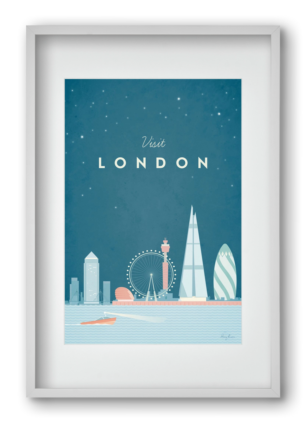 London Travel Poster, 40x60 cm (30x45 cm), Fehér keret, paszpartuval